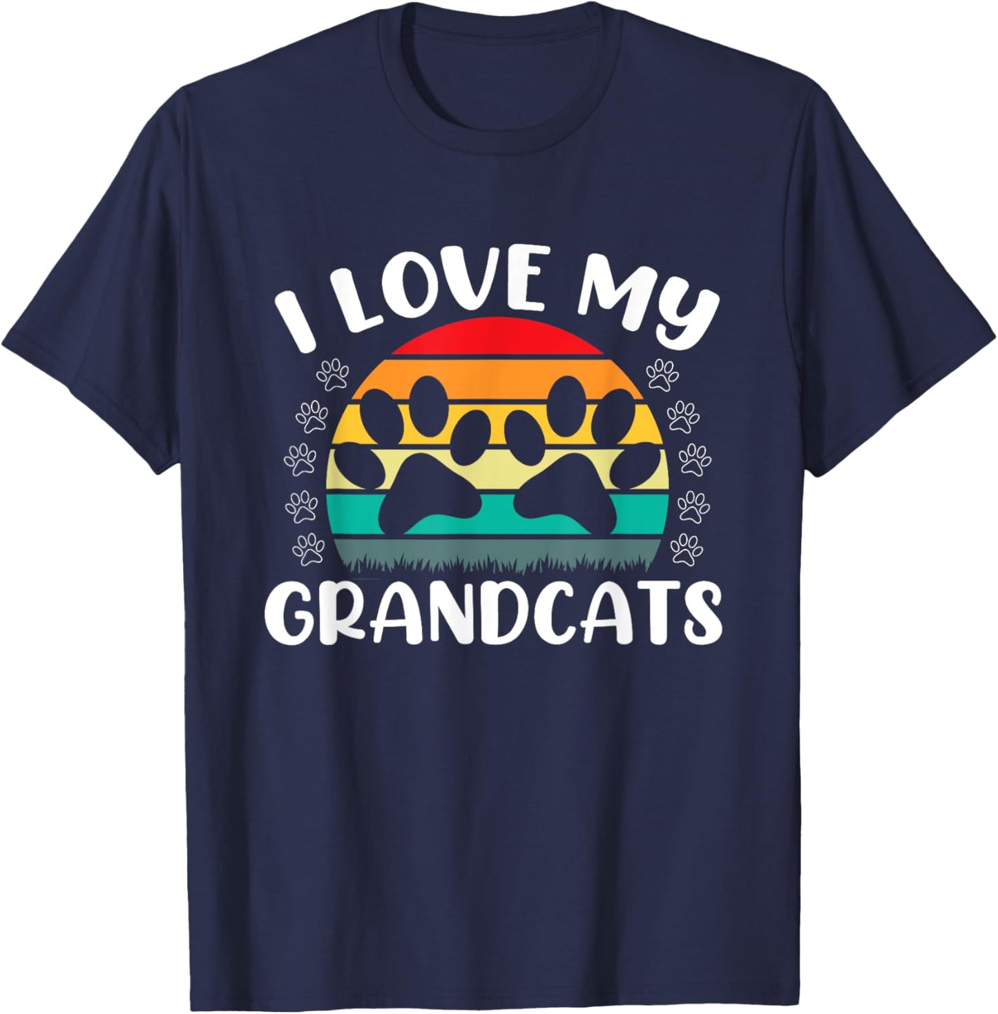 I love my Grandcats - Cat Lover Granddad Grandma Grandparent T-Shirt - T-Shirt | Navy