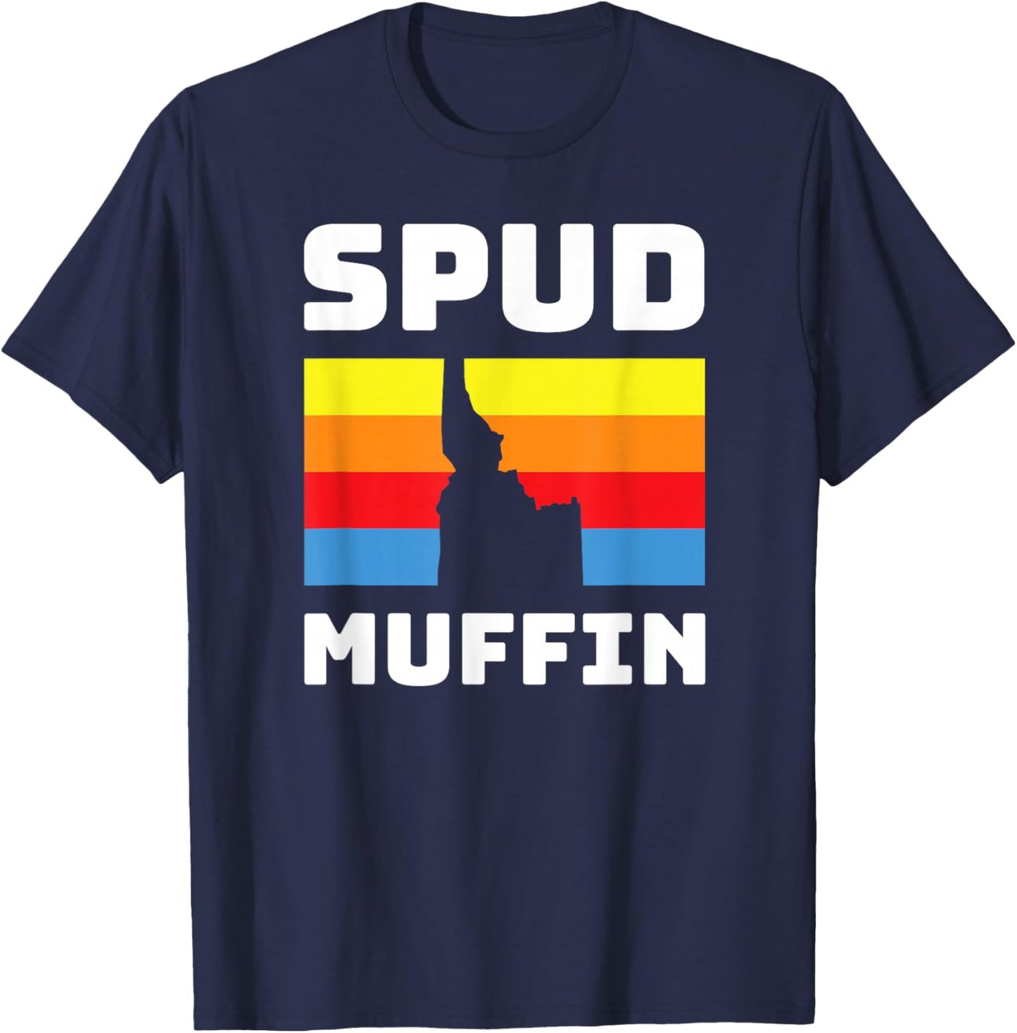 Cool Retro Travel Idaho Vacation Potatoes Spud Muffin Design T-Shirt - T-Shirt | Navy