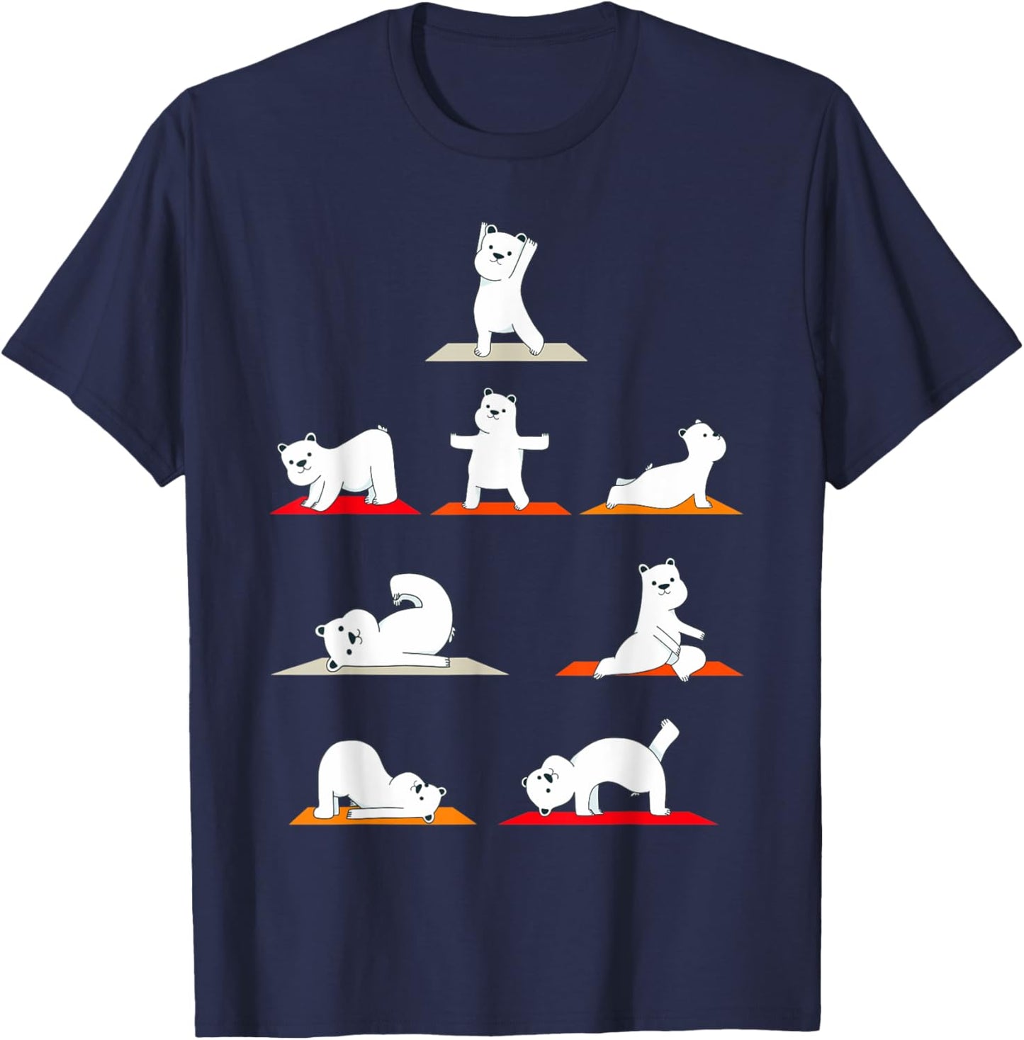 Polar Bear Yoga Poses Streching Polar Bears Meditation T-Shirt - T-Shirt | Navy