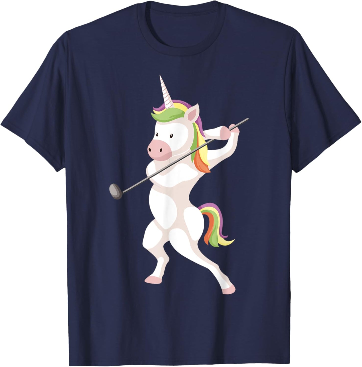 Funny Unicorn Playing Golf Unicorn Golfing Unicorn Golf T-Shirt - T-Shirt | Navy