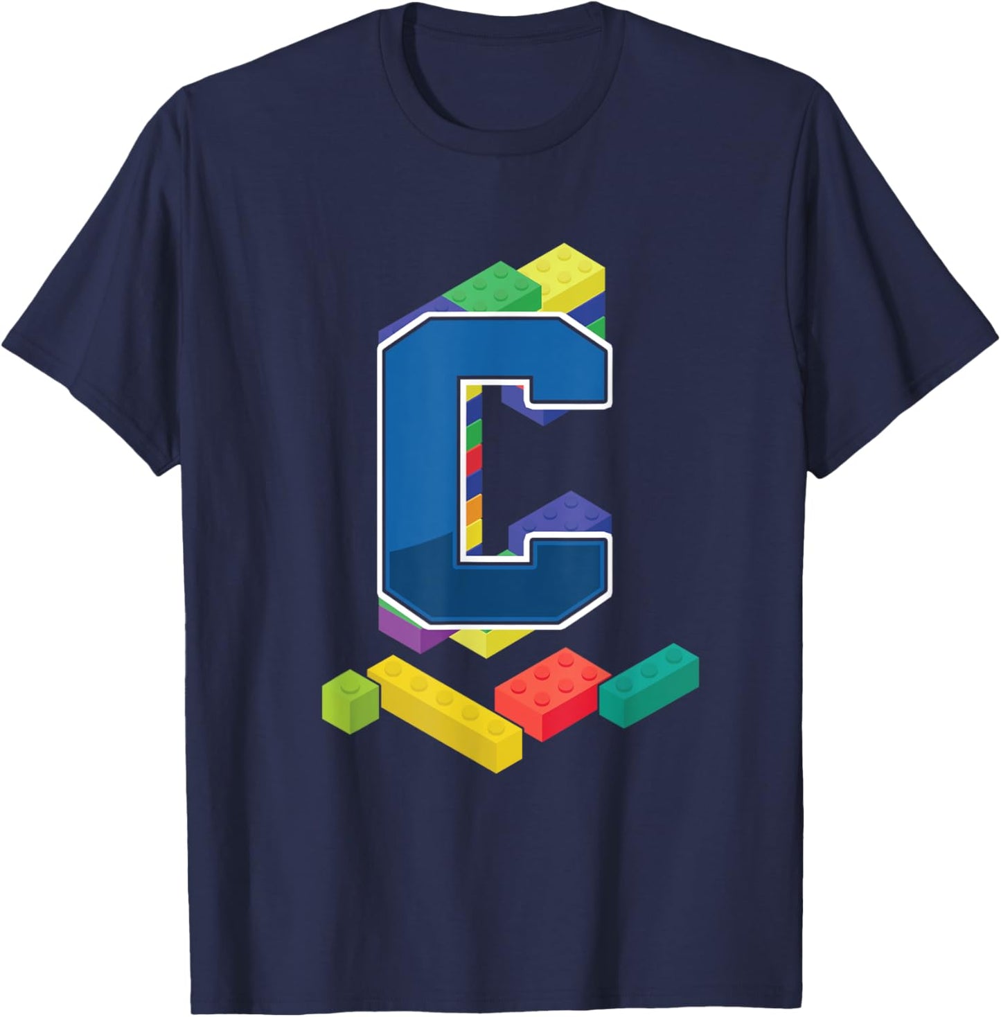 Letter C Master Builder Alphabet Last Name Building Blocks T-Shirt - T-Shirt | Navy