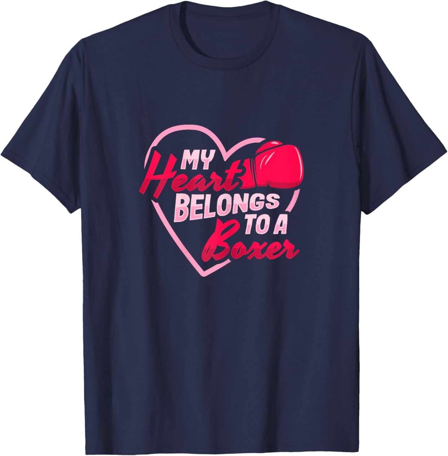 Boxing Husband My heart belongs to a boxer for a Boxing Wife T-Shirt - T-Shirt | Navy