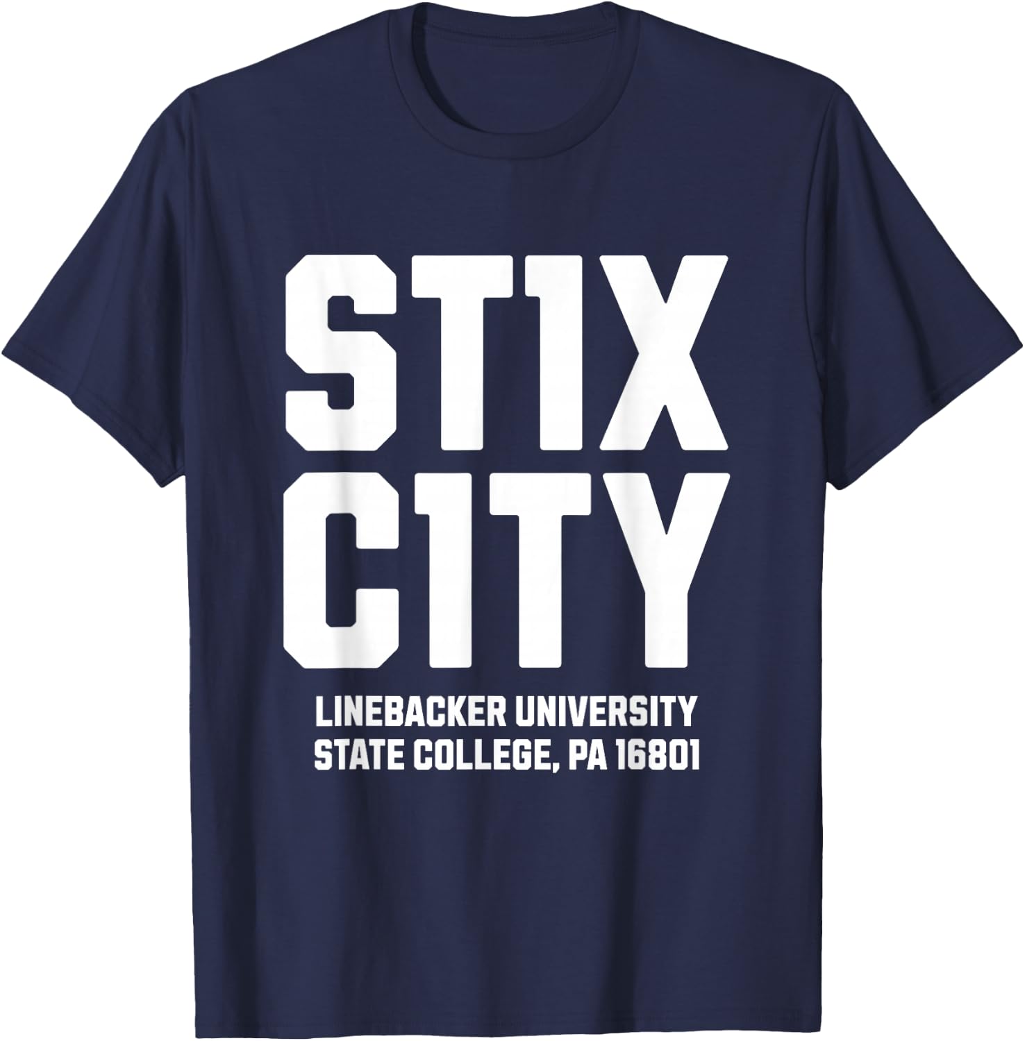 Stick City Linebacker University State College PA Number 11 Number Eleven College Football - Blue, Small T-Shirt - T-Shirt | Navy