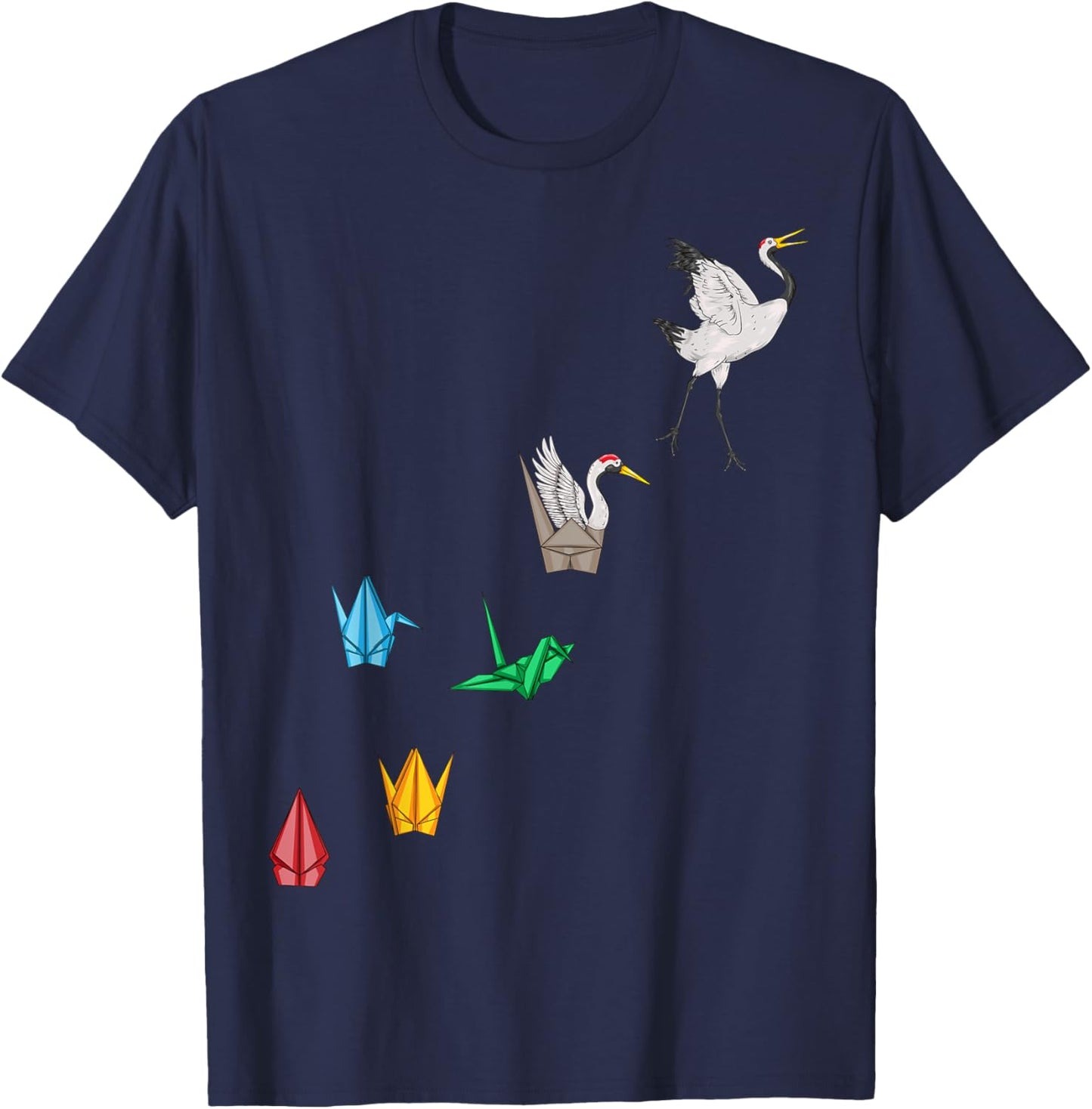 Origami Crane Shirt - Japanese Origami Paper Folding Crane T-Shirt - T-Shirt | Navy