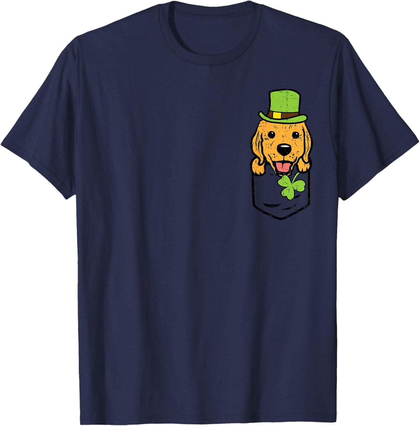 Irish Pocket Golden Retriever Saint Paddys St Patricks Day T-Shirt - T-Shirt | Navy