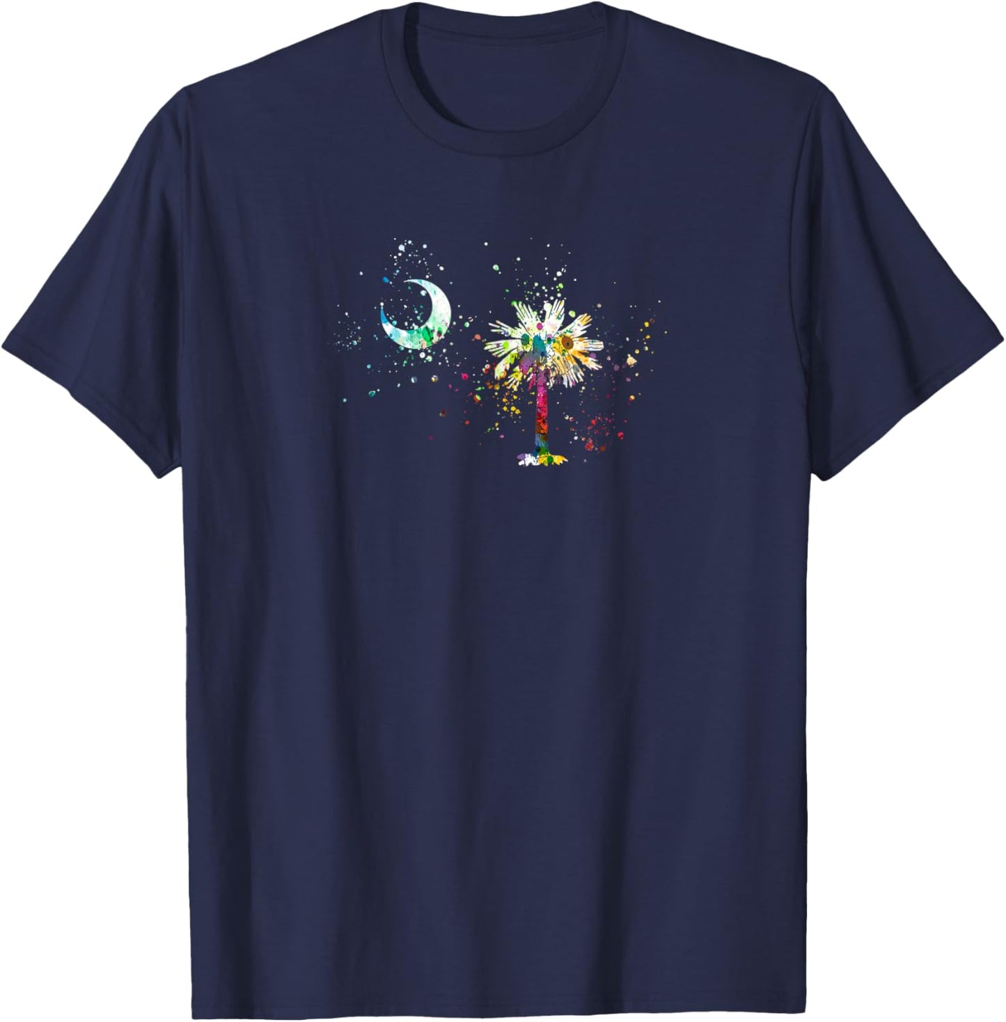 South Carolina Flag Palmetto Tree and Moon Colourful Design T-Shirt - T-Shirt | Navy