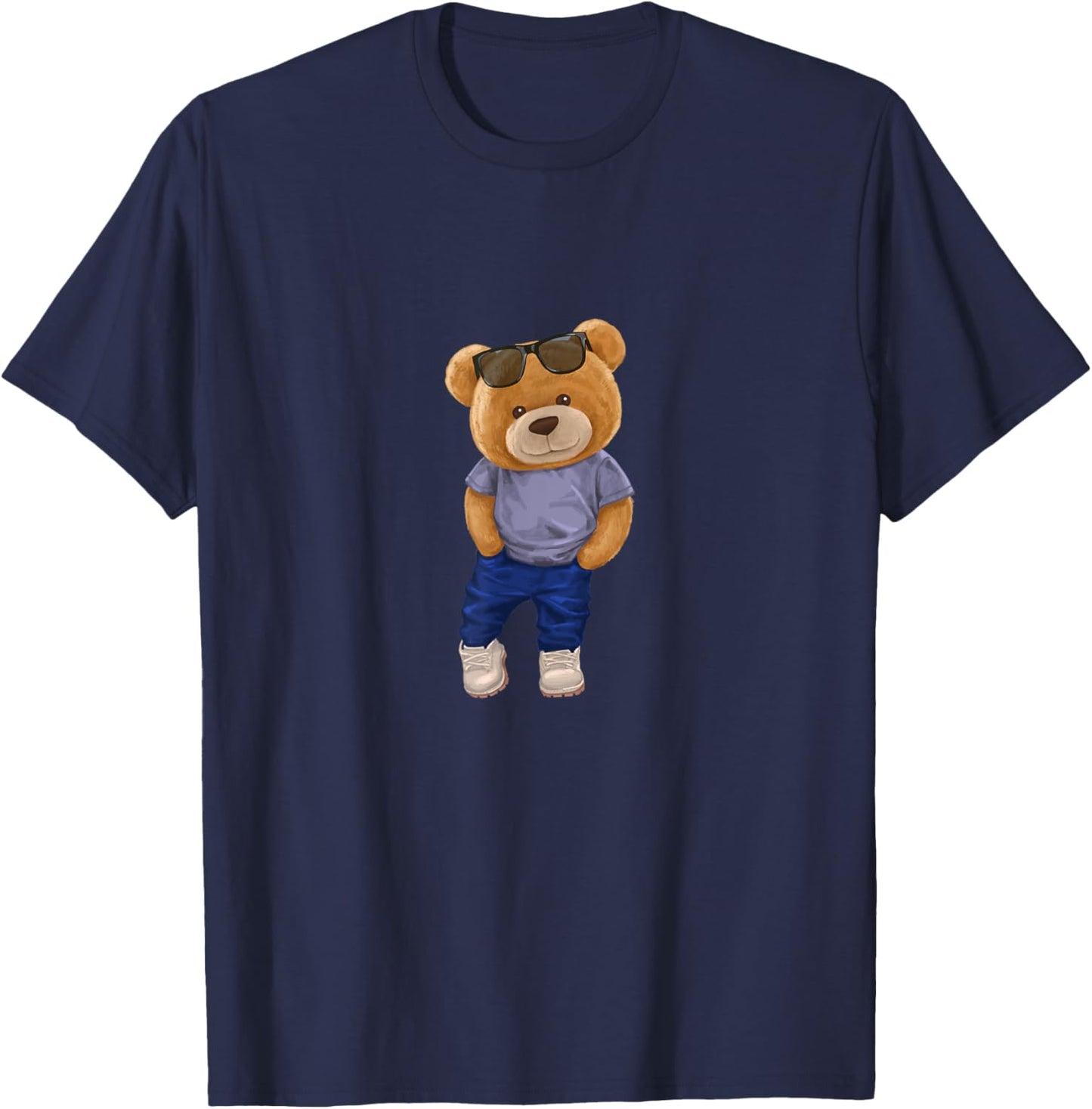Wear Cool Teddy Bear Fashion Guy Cartoon Graphic Designs Fun T-Shirt - T-Shirt | Navy