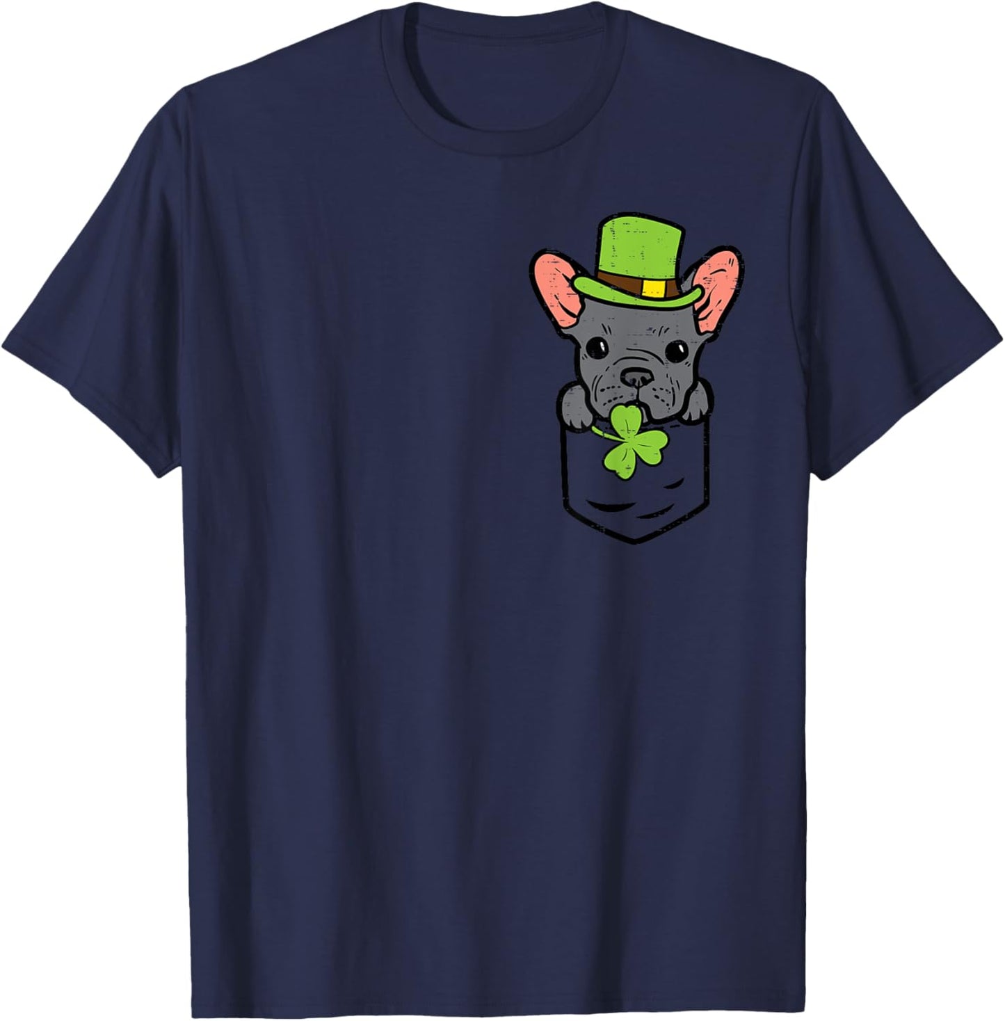 Irish Pocket French Bulldog Dog Saint Paddys St Patricks Day T-Shirt - T-Shirt | Navy