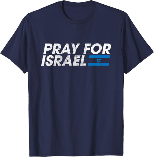 Pray for Israel Psalm 122 6 Israel Flag Christian Inspiring T-Shirt - T-Shirt | Navy