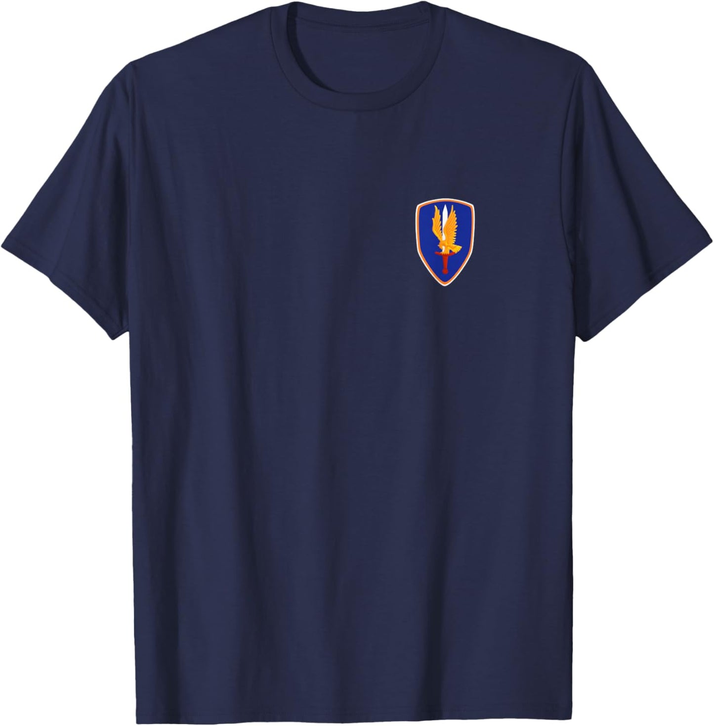 1st Aviation Brigade Veteran Patch Golden Hawks Pocket Xmas T-Shirt - T-Shirt | Navy