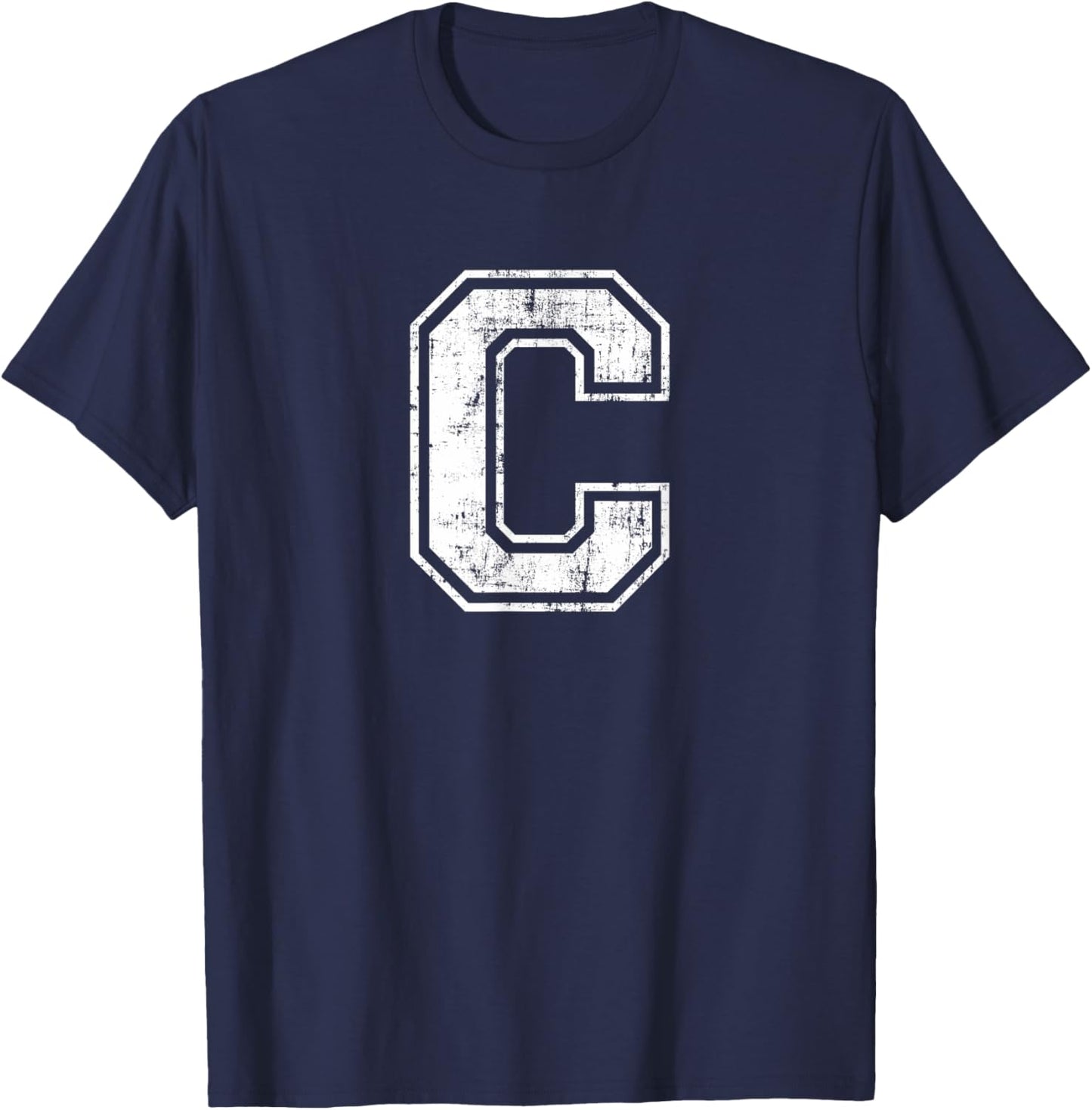 Letter C Uppercase Alphabet Initial School College Varsity T-Shirt - T-Shirt | Navy