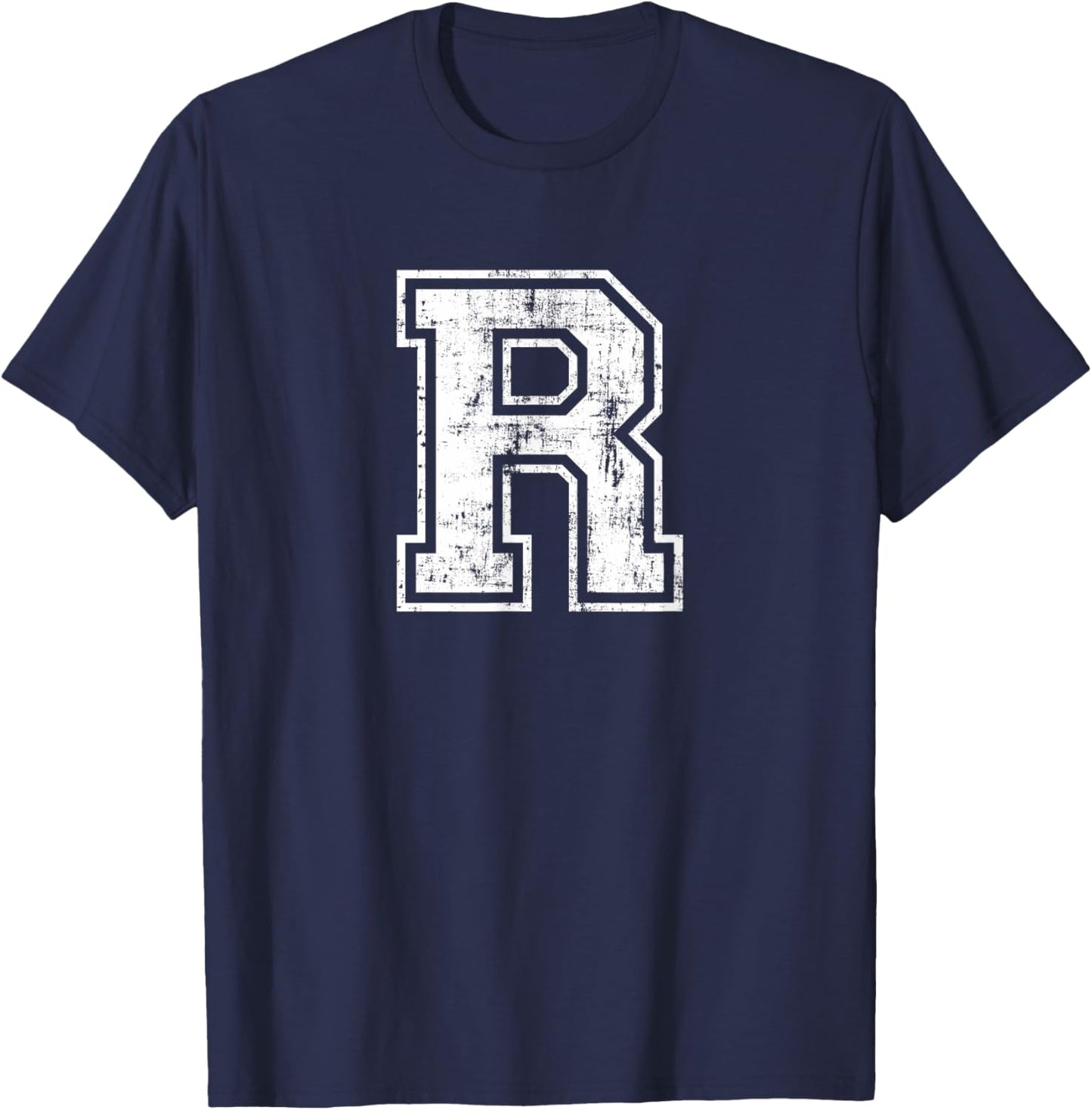 Letter R Uppercase Alphabet Initial School College Varsity T-Shirt - T-Shirt | Navy
