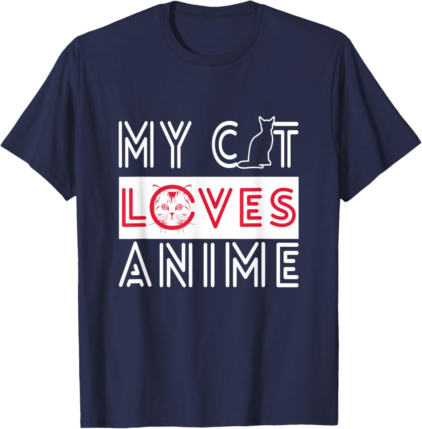 My Cat Loves Anime - Cats love Watching TV Women Kids T-Shirt - T-Shirt | Navy