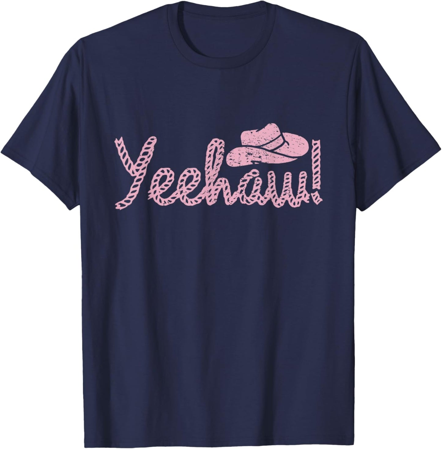 Yee Haw Howdy Rope Rodeo Western Country Southern Cowgirl T-Shirt - T-Shirt | Navy