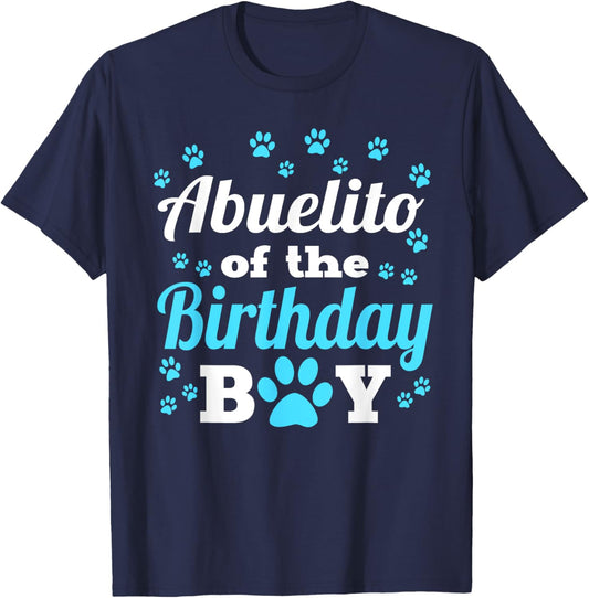 Abuelito Of The Birthday Boy Dog Paw Bday Party Celebration T-Shirt - T-Shirt | Navy