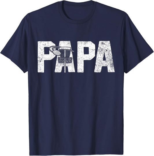Disc Golf Papa Dad Disc Golfing T-Shirt - T-Shirt | Navy
