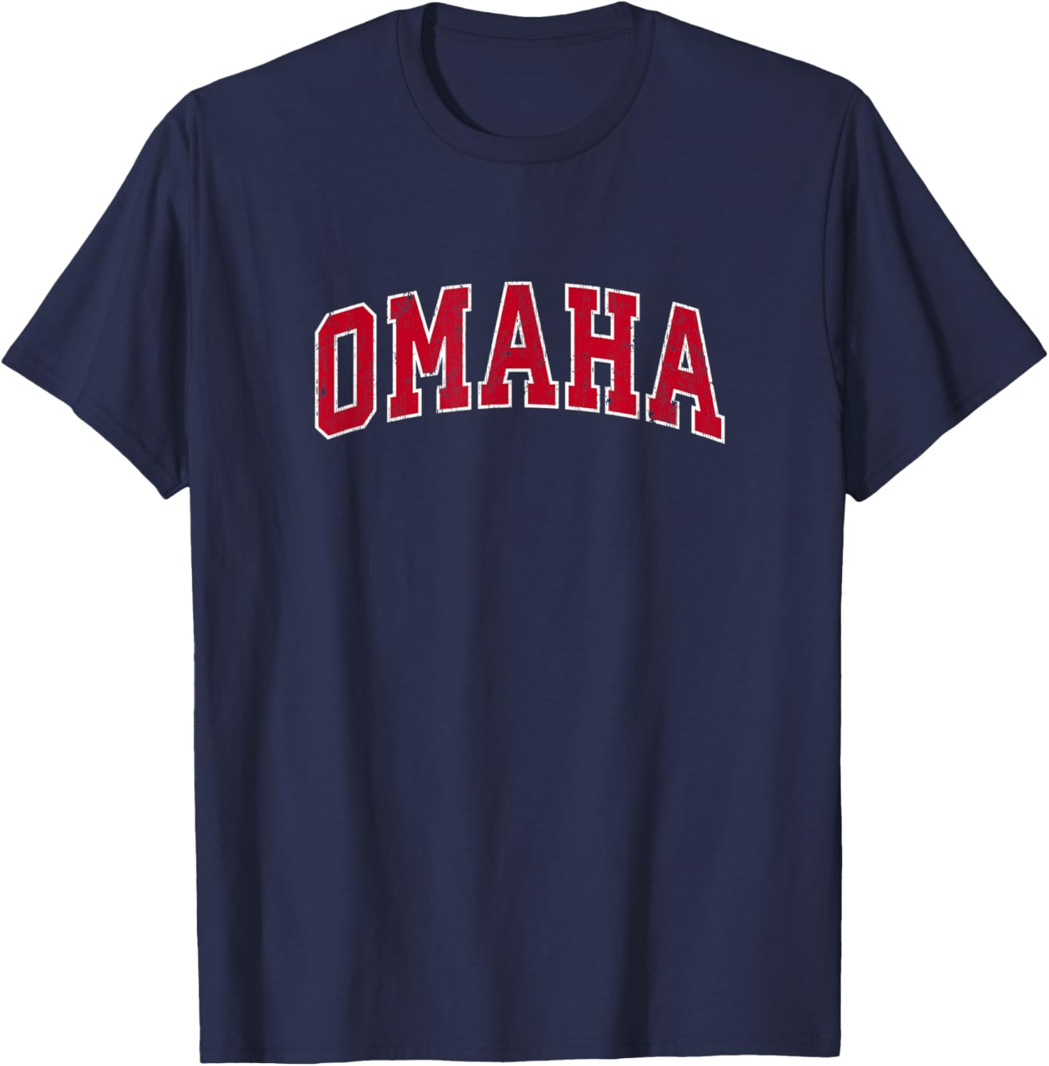 Omaha Nebraska NE Vintage Sports Design Red Design T-Shirt - T-Shirt | Navy