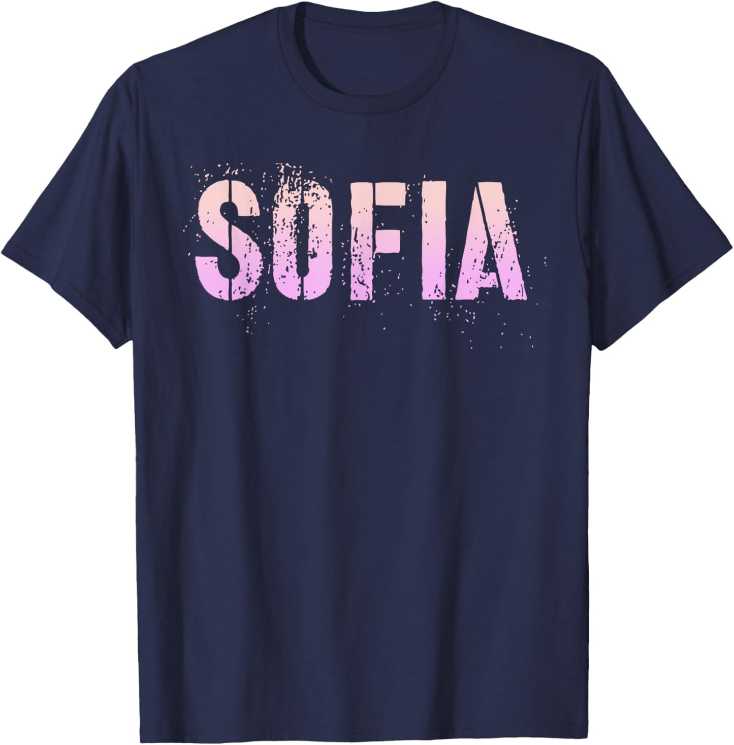 Vintage SOFIA Girls First Name Grunge Pink Custom Birthday T-Shirt - T-Shirt | Navy