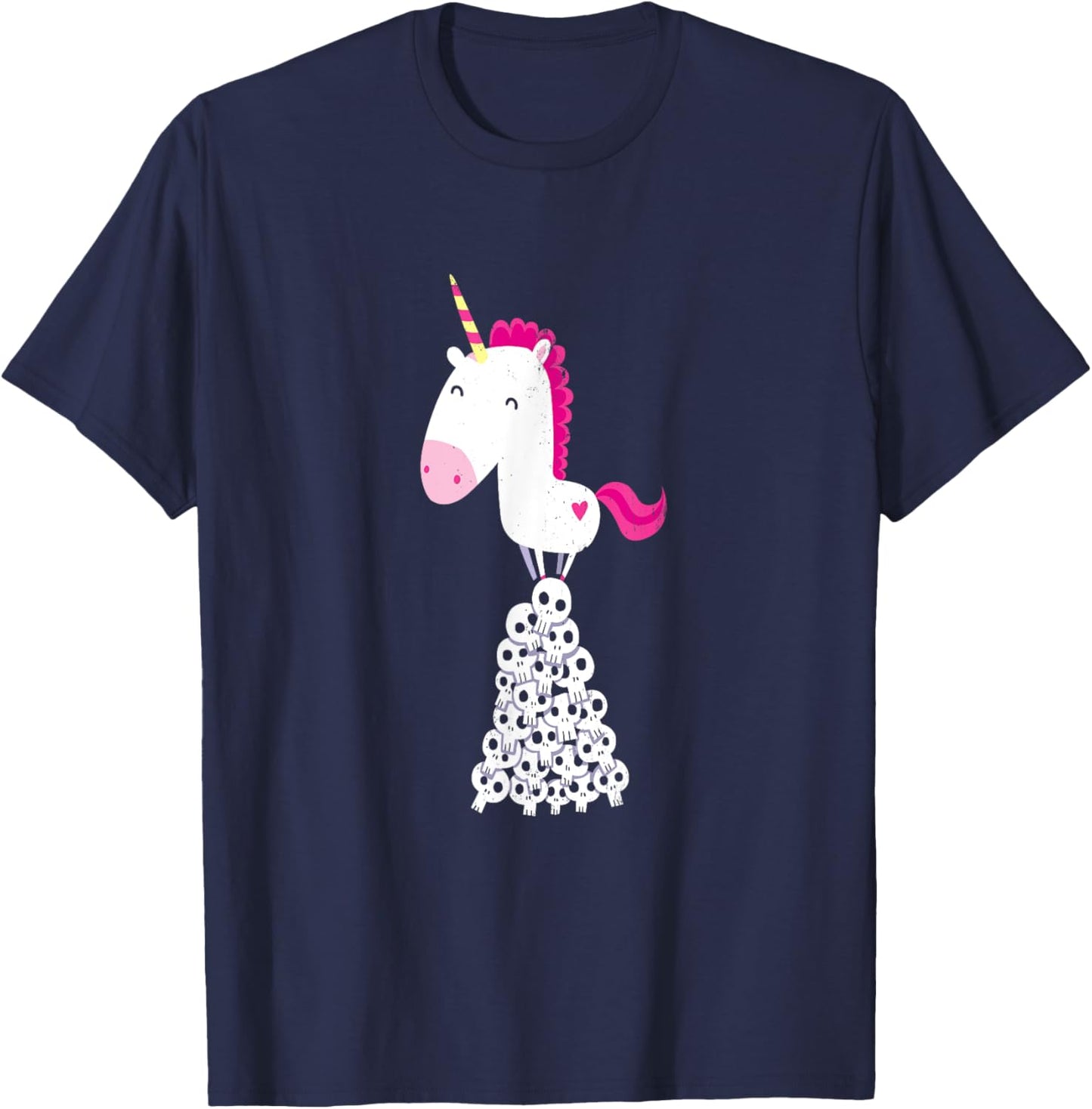 Killer Unicorn on Skulls - Official DinoMike Design T-Shirt - T-Shirt | Navy