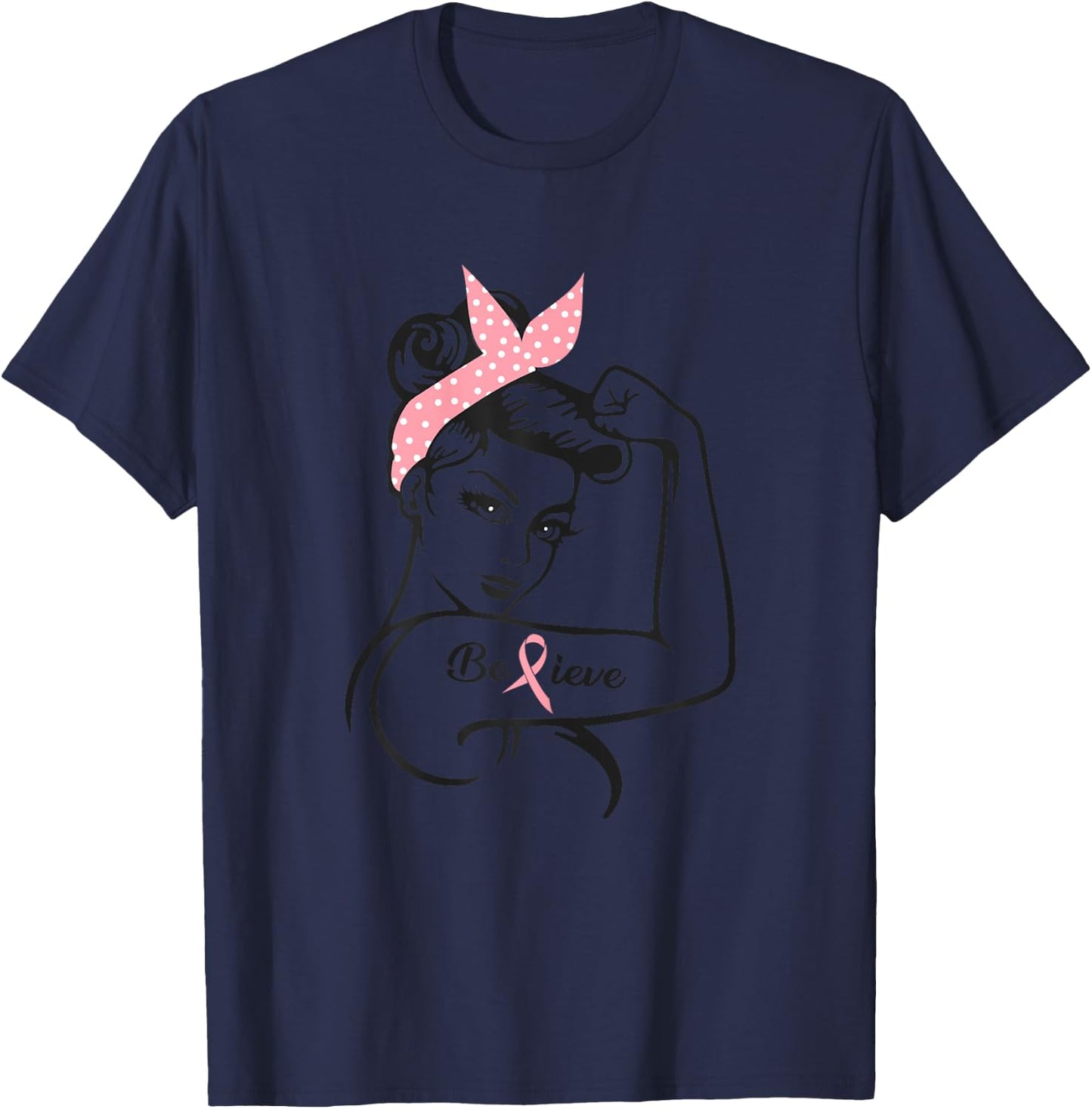 Awareness Breast Cancer Warrior T-Shirt - T-Shirt | Navy