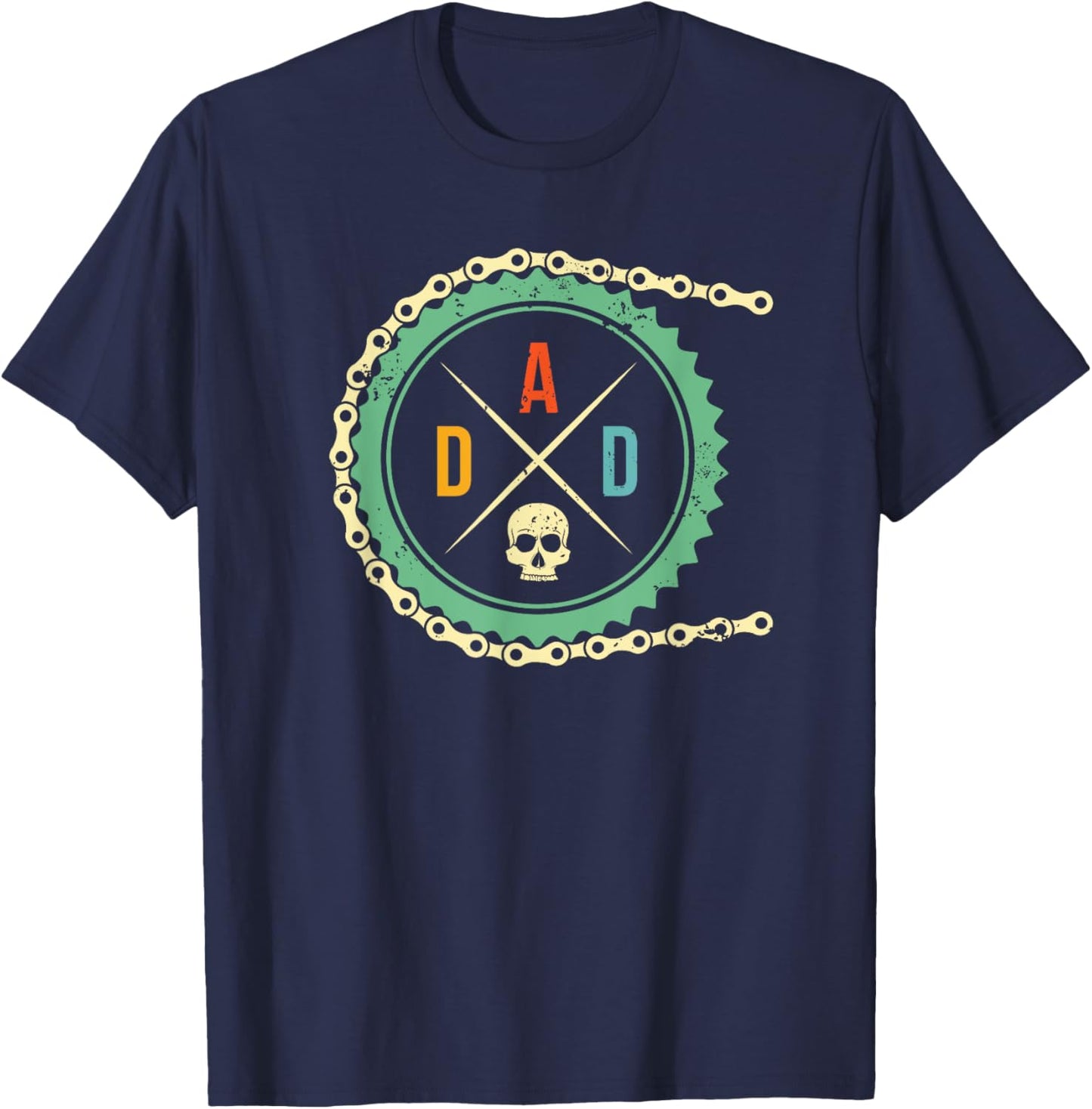 Cool Bike Skull Dad Mountain Biking MTB Riding Cycling Biker T-Shirt - T-Shirt | Navy