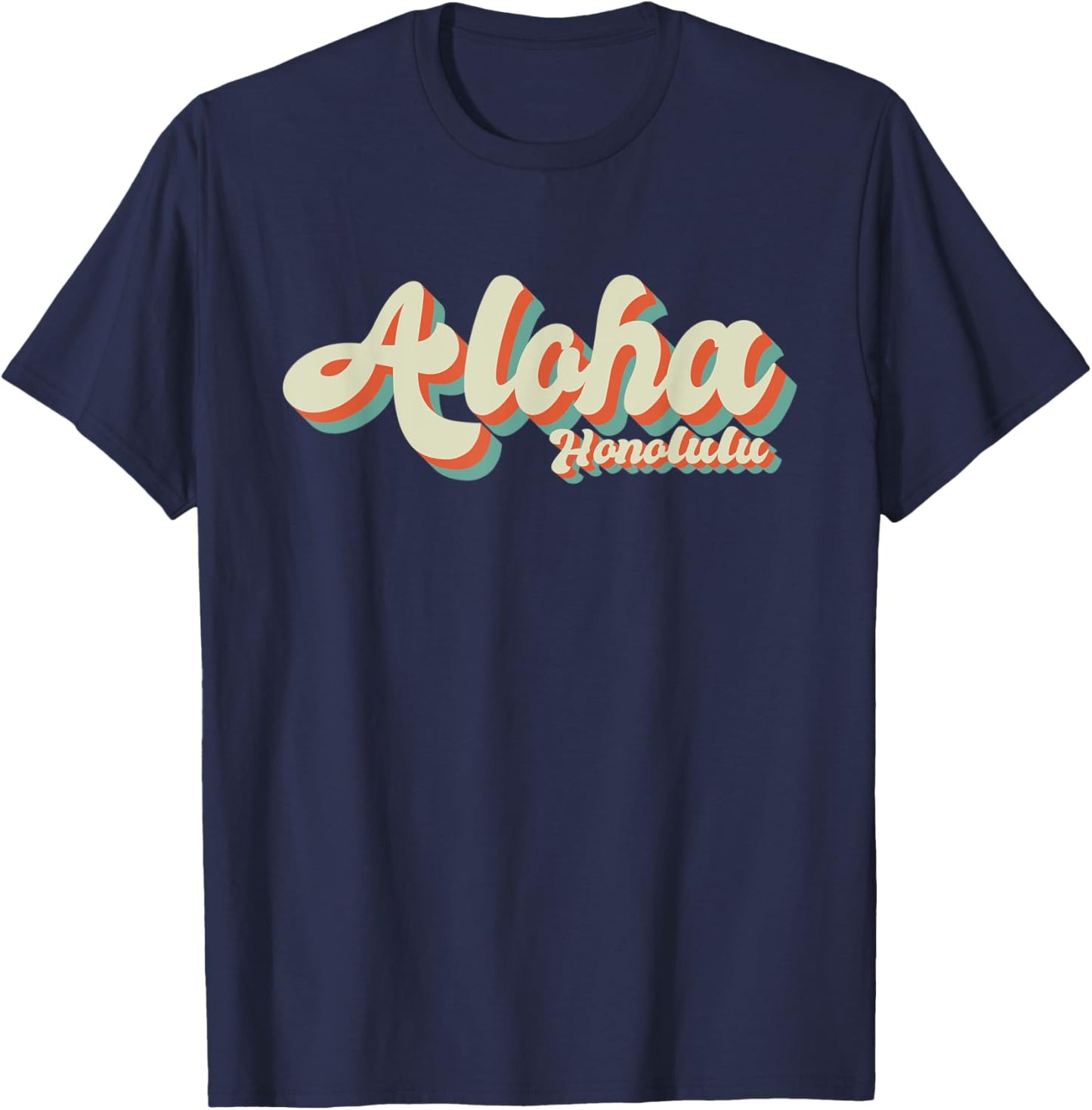 Aloha Honolulu Vintage Hawaiian Surf Shop Island Vacation T-Shirt - T-Shirt | Navy