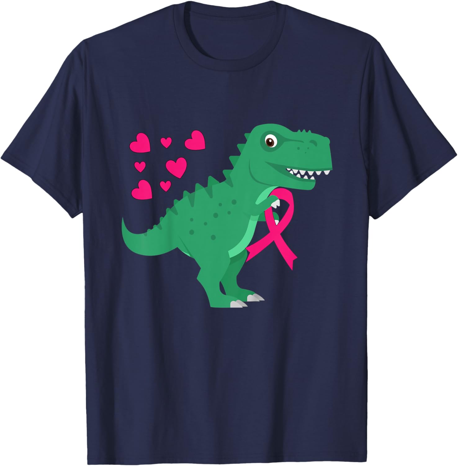 Kids Pink Ribbon T-Rex Shirt Breast Cancer Awareness Boys Toddler T-Shirt - T-Shirt | Navy