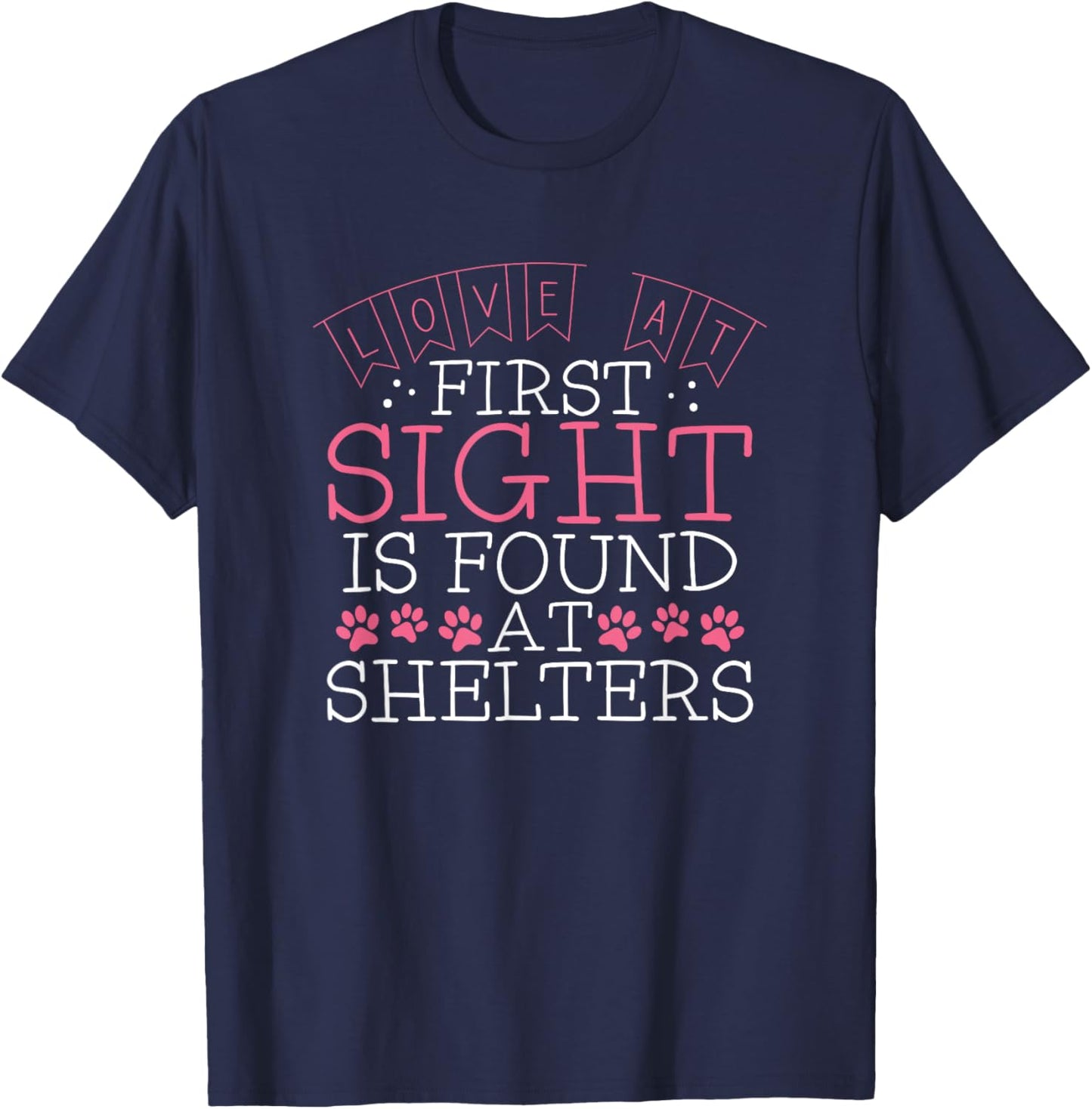 Adopt Rescue Dog Cat Animal Shelter Adoption Valentine's Day T-Shirt - T-Shirt | Navy