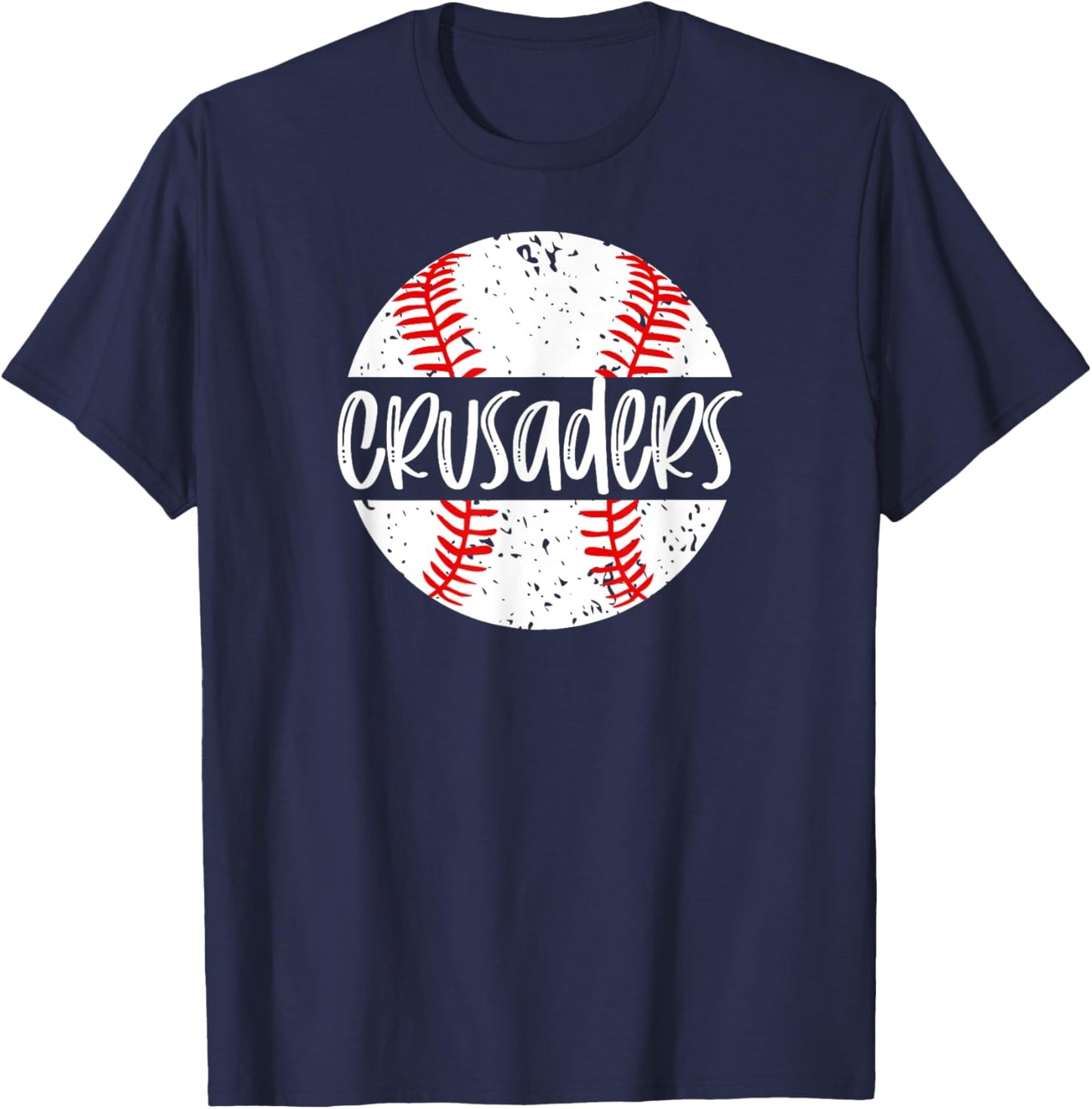 Crusaders Baseball Team Mascot School Spirit Game Day T-Shirt - T-Shirt | Navy