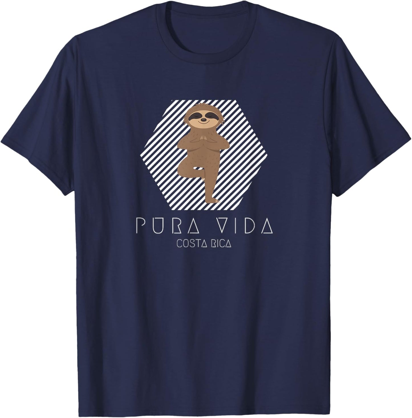 Costa Rica Yoga Sloth Pura Vida Souvenir T-Shirt - T-Shirt | Navy