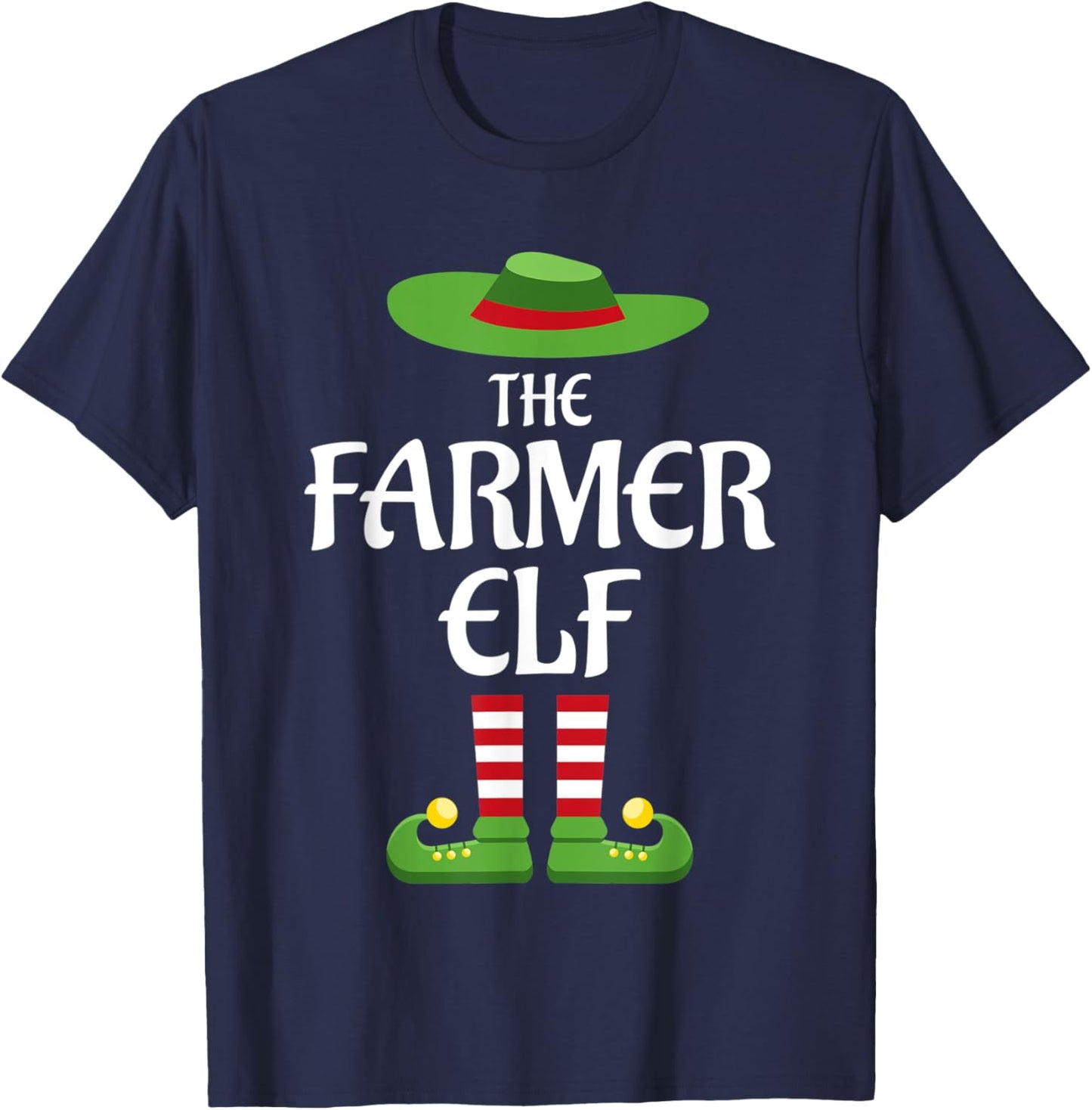Farmer Elf Family Matching Group Christmas T-Shirt - T-Shirt | Navy