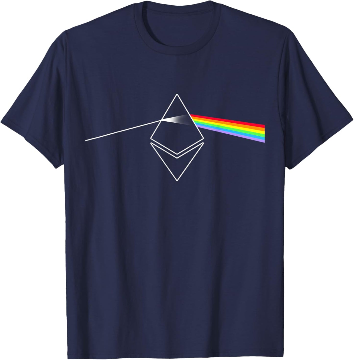 Miftees Crypto Ethereum Prism Rainbow Light -Adults Black T-Shirt - T-Shirt | Navy