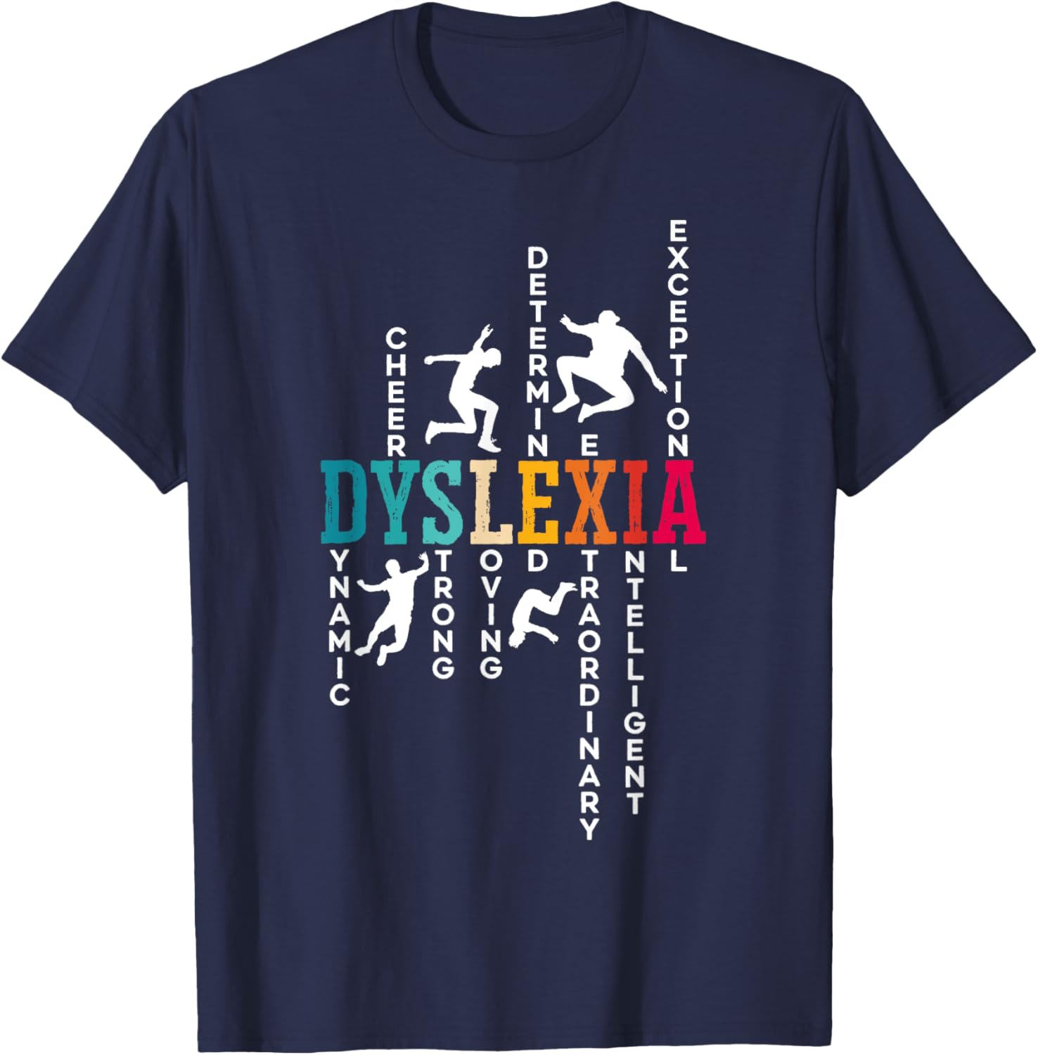 Dyslexia Awareness Dyslexic SteMi Apparel -Adults Black Short Sleeve Small T-Shirt - T-Shirt | Navy