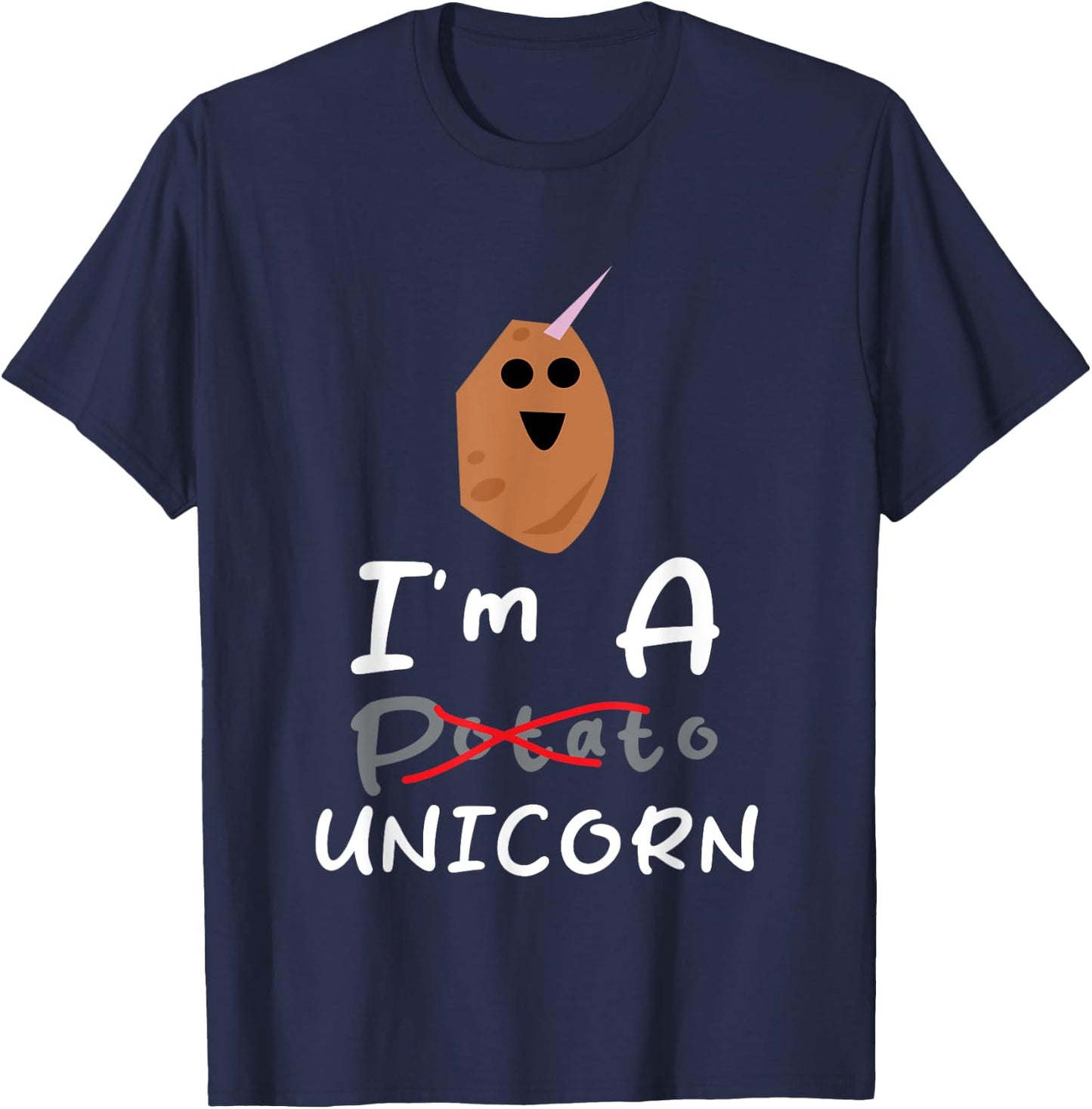 Funny Potato I'm A Potato Unicorn Funny Potato Unicorn Memes T-Shirt - T-Shirt | Navy