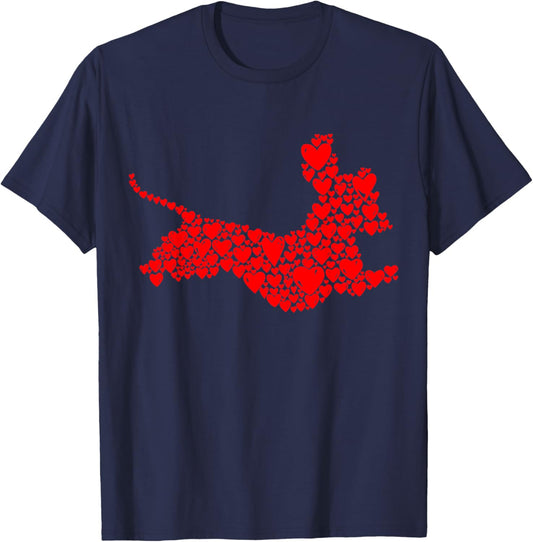 Dachshund Love Dogs Mum Female Ladies Valentine's Day T-Shirt - T-Shirt | Navy