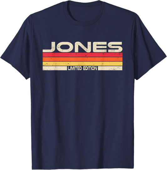 Jones Surname Birthday Family Reunion 80s 90s Sunset T-Shirt - T-Shirt | Navy