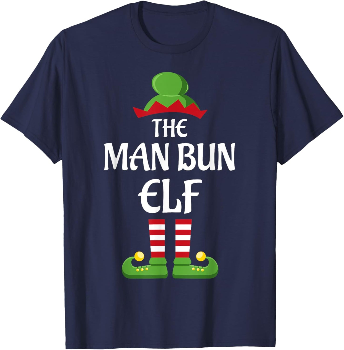 Man Bun Elf Family Matching Group Christmas T-Shirt - T-Shirt | Navy