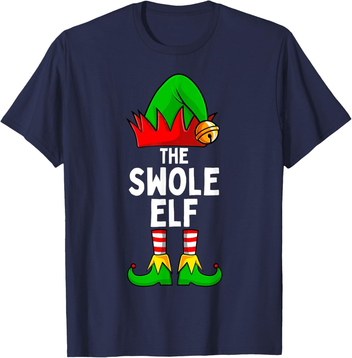 Swole Elf Matching Family Christmas T-Shirt - T-Shirt | Navy
