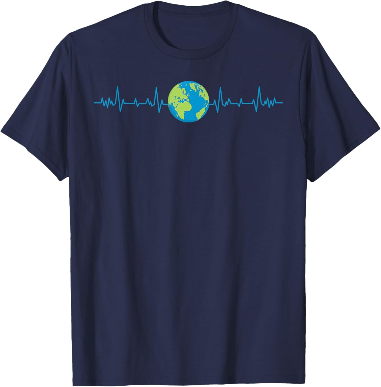 Earth Heartbeat Funny Earth’s Day Save Our Planet Graphic T-Shirt - T-Shirt | Navy