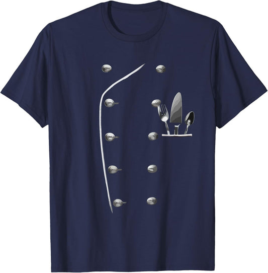Chef Coat Uniform Cooking Cook Chef Culinary Kitchen T-Shirt - T-Shirt | Navy
