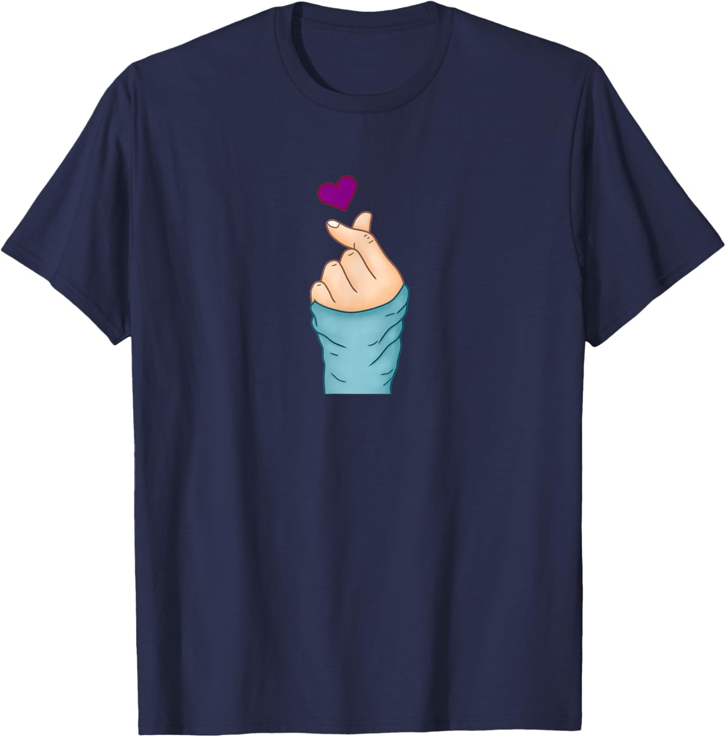 K-pop Kpop Heart Fingers T-Shirt - T-Shirt | Navy