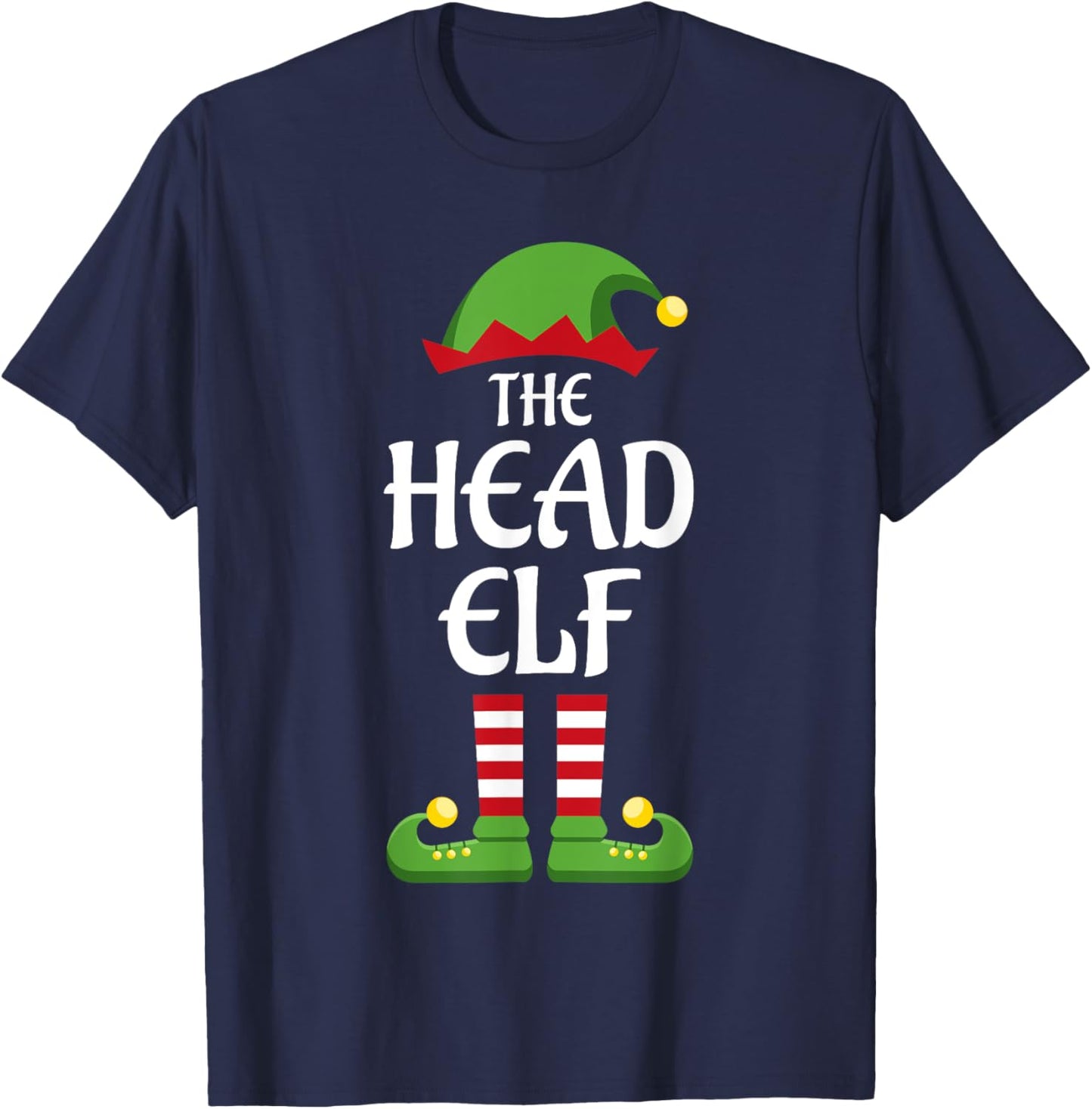 Head Elf Family Matching Group Christmas T-Shirt - T-Shirt | Navy