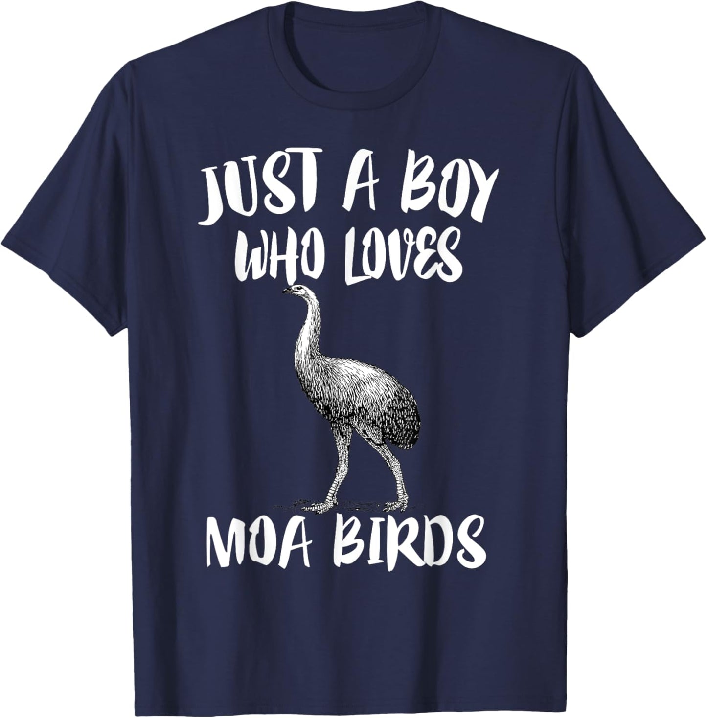 Just A Boy Who Loves Moa Birds Birding T-Shirt - T-Shirt | Navy