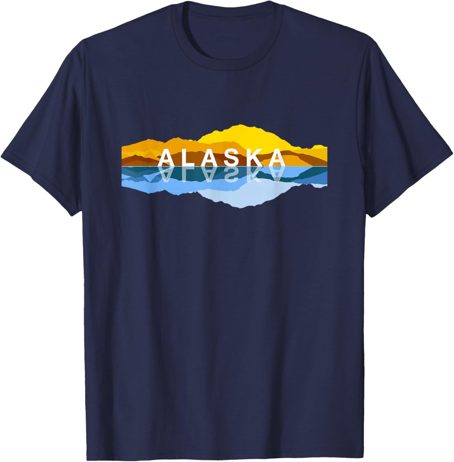 Alaska Mountain Reflections - Denali Mountain Souvenir T-Shirt - T-Shirt | Navy