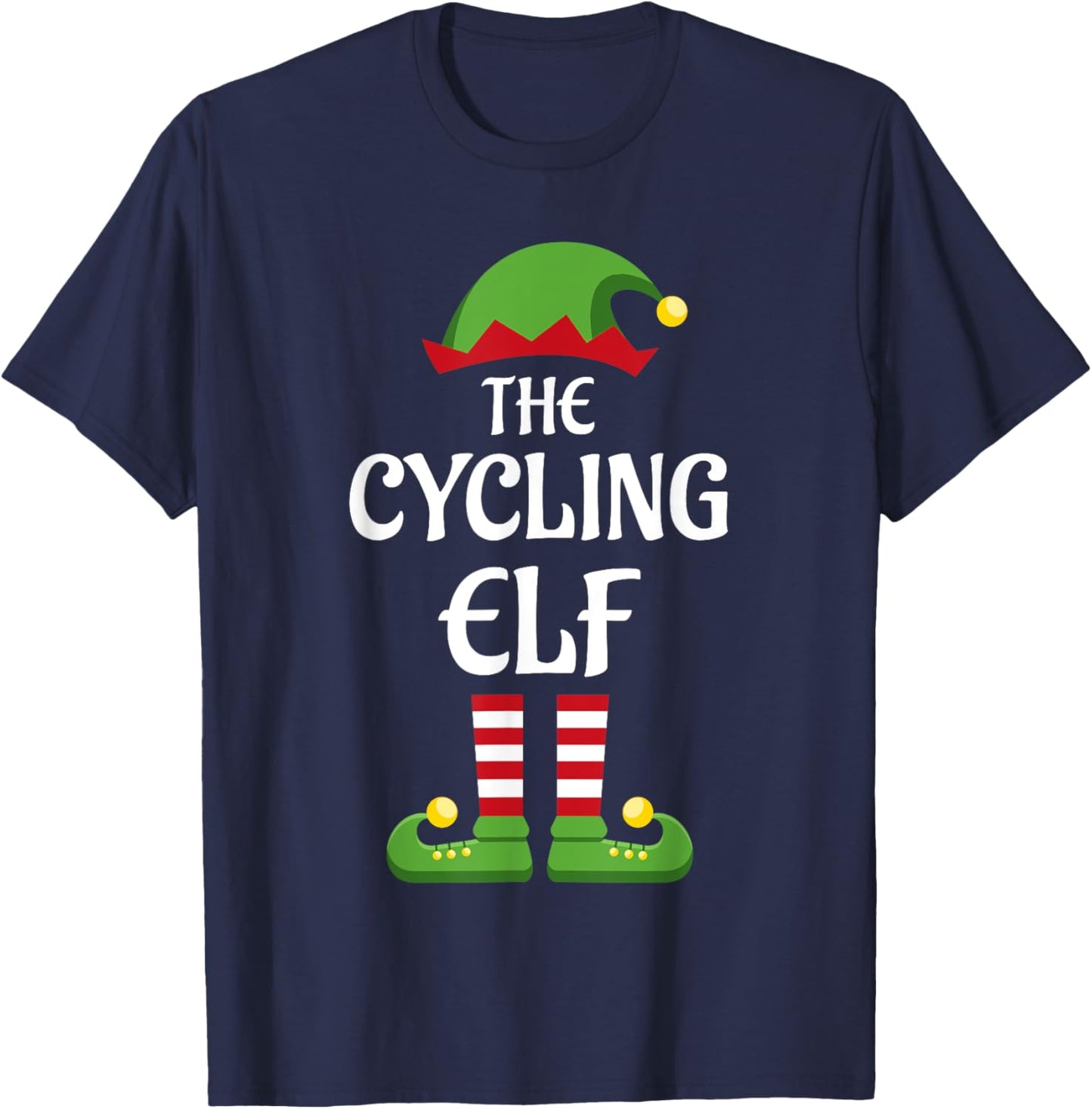 Cycling Elf Family Matching Group Christmas Bicycle T-Shirt - T-Shirt | Navy