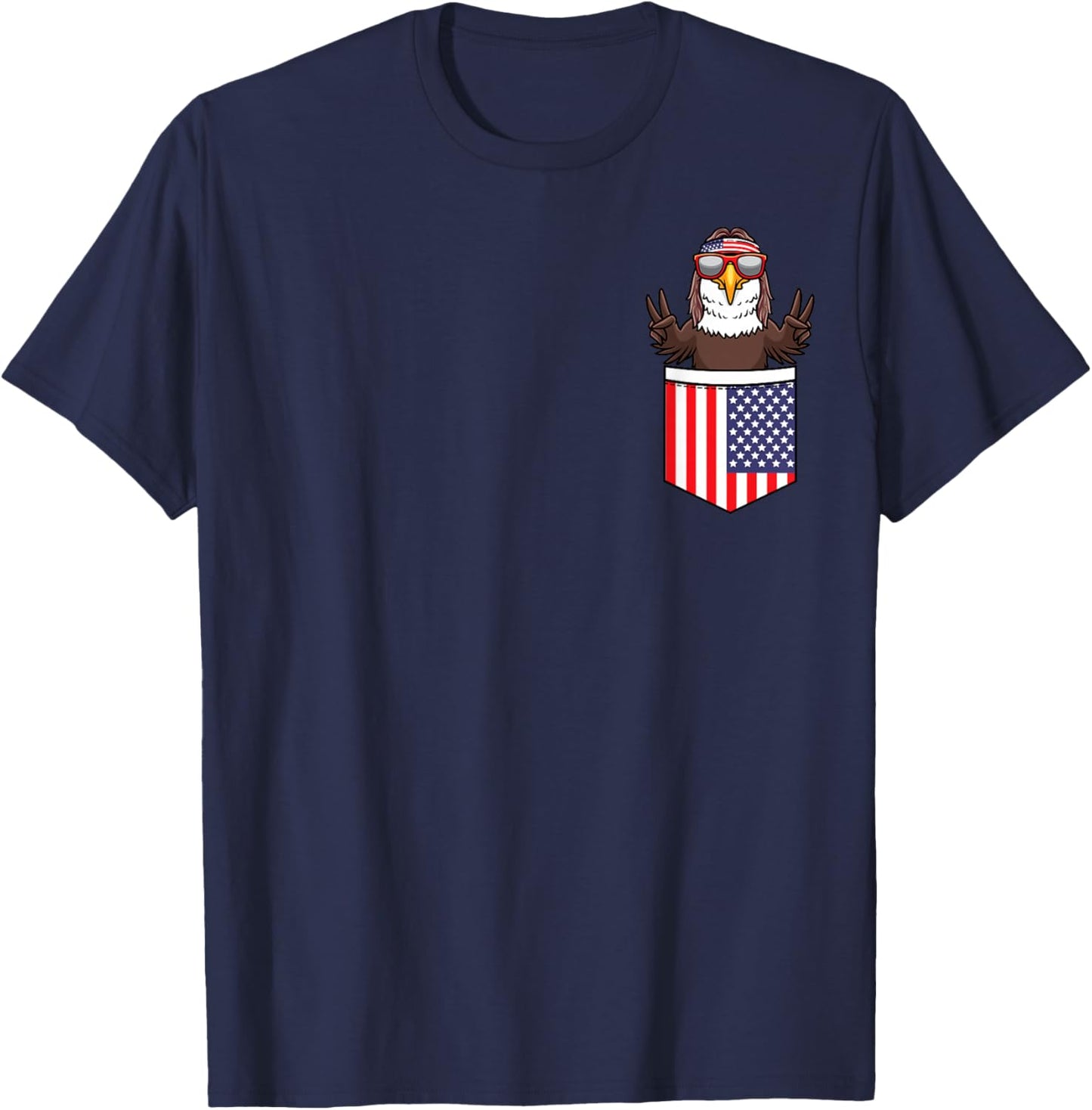Eagle in Pocket Patriotic Independence Day 4th of July USA T-Shirt - T-Shirt | Navy
