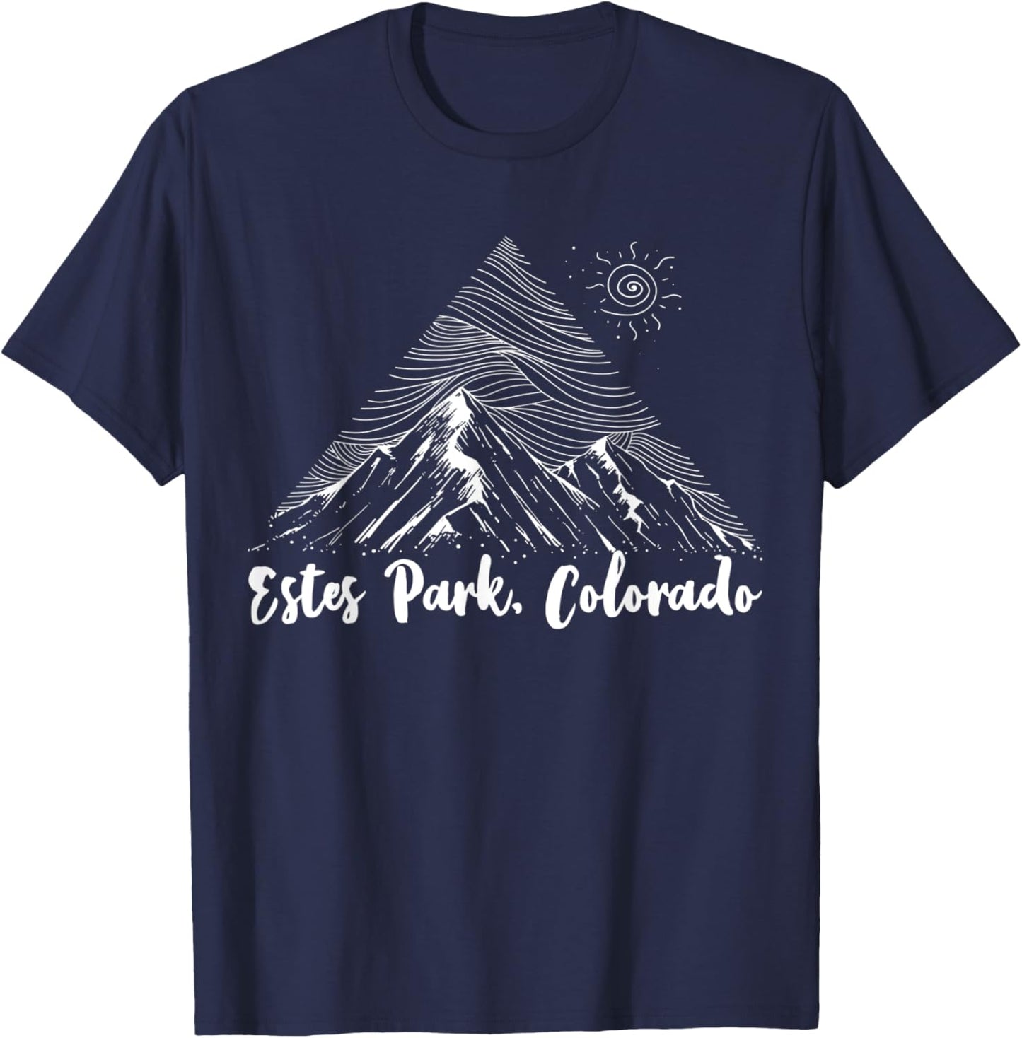 Estes Park Mountains Sun Colorado T-Shirt - T-Shirt | Navy