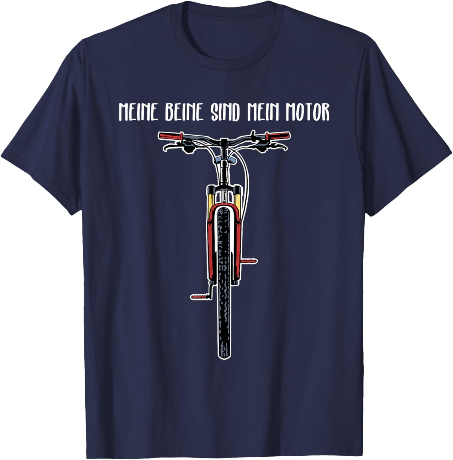 Funny Bicycle with German Text "My Legs Are My Motor" T-Shirt - T-Shirt | Navy