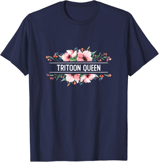 Tritoon Queen Funny Tri-toon Boat Captain T-Shirt - T-Shirt | Navy