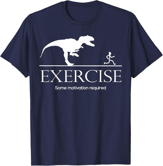 Dinosaur Workout Fun Gifts Store Co. Exercise Motivation Required Funny T-Rex Graphic Gym Saying T-Shirt - T-Shirt | Navy